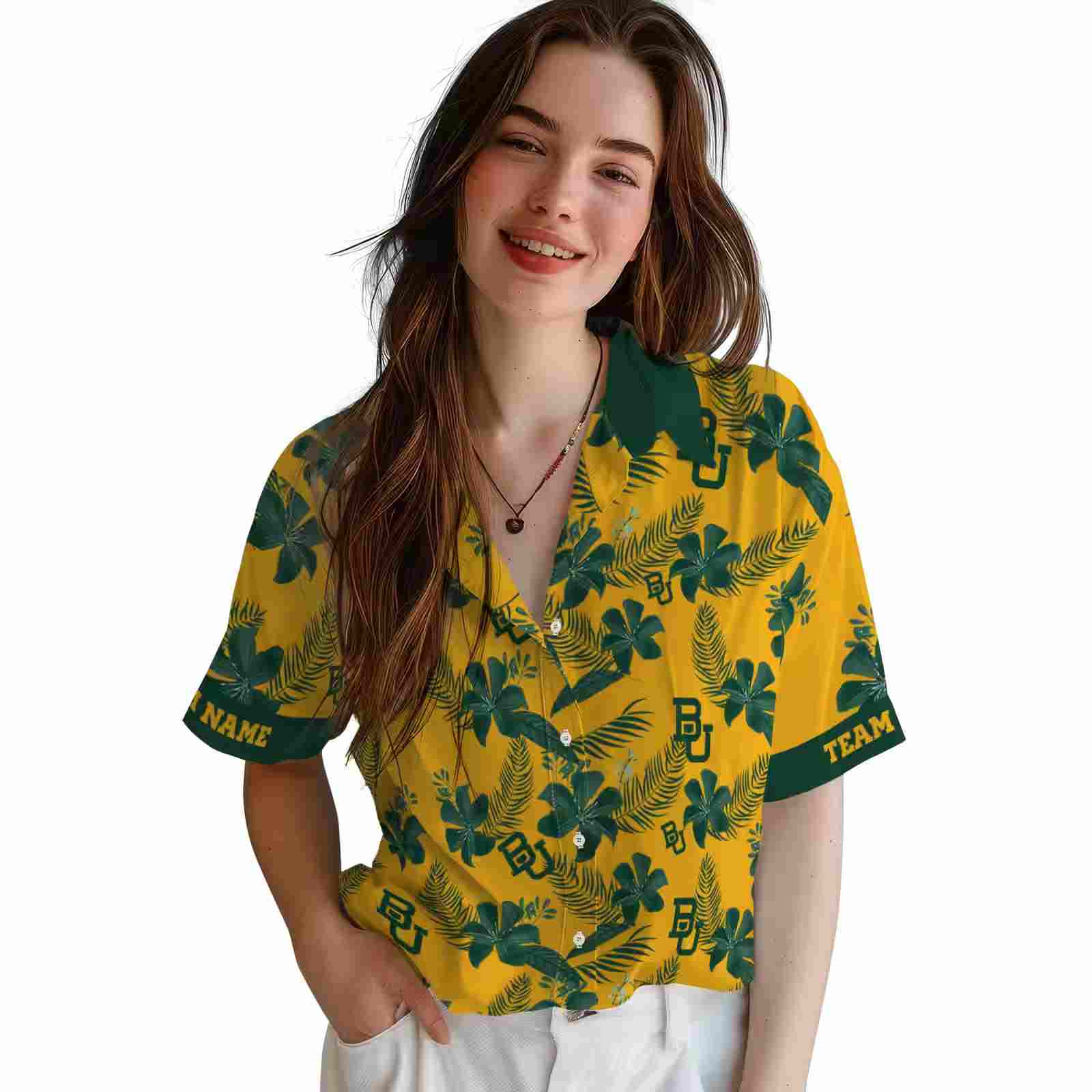 personalized baylor bears botanical print gold hawaiian shirt latest model