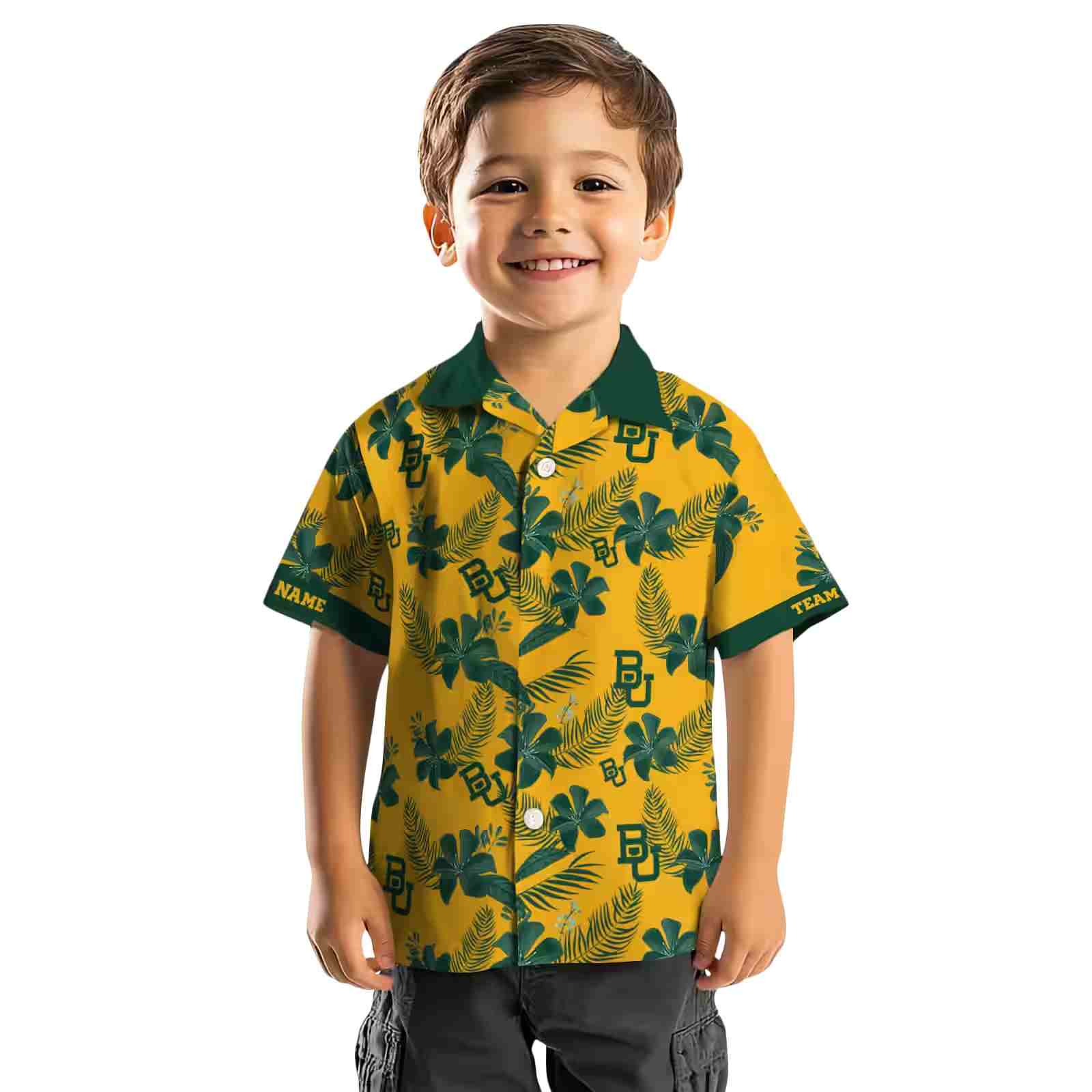 personalized baylor bears botanical print gold hawaiian shirt top rated