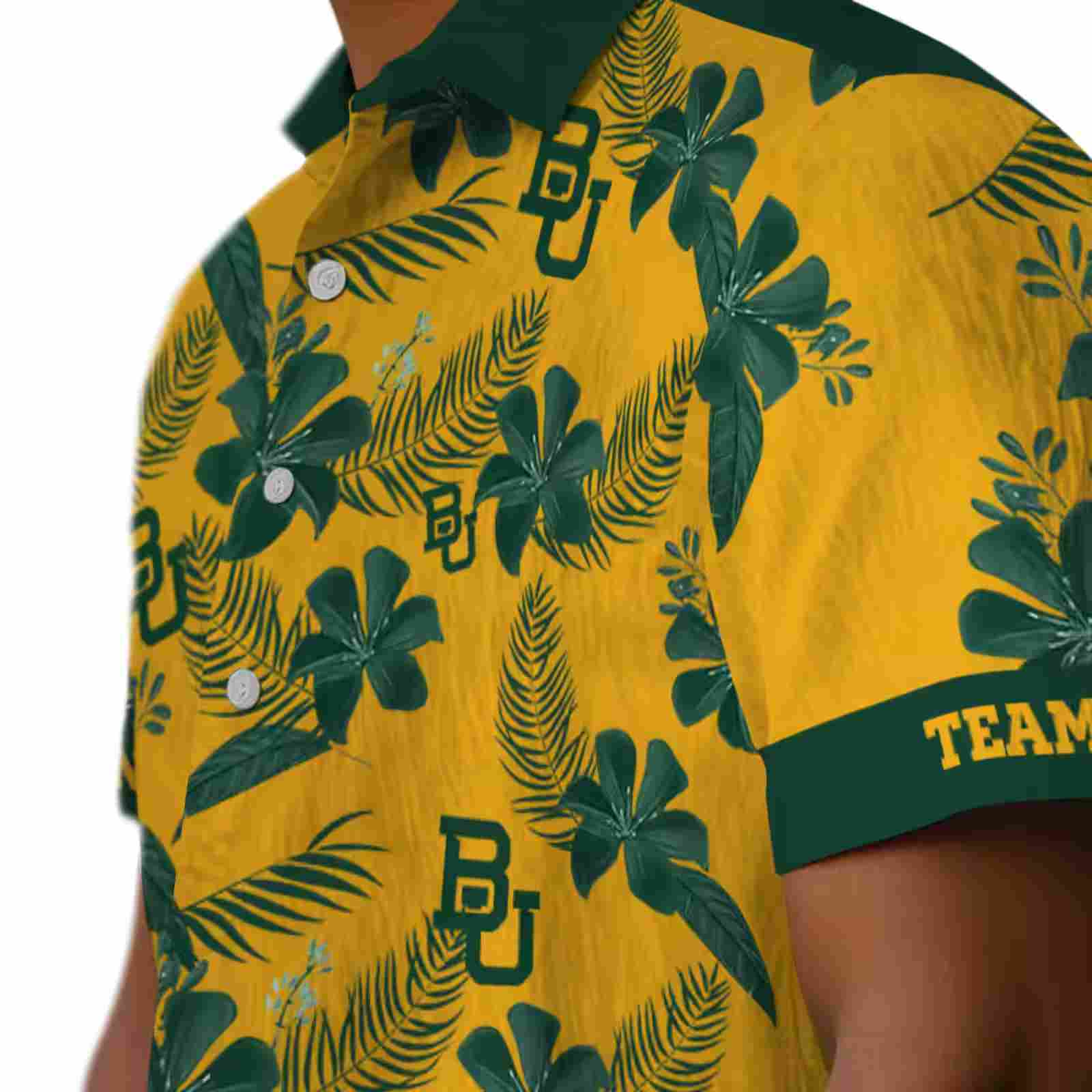 personalized baylor bears botanical print gold hawaiian shirt trendy