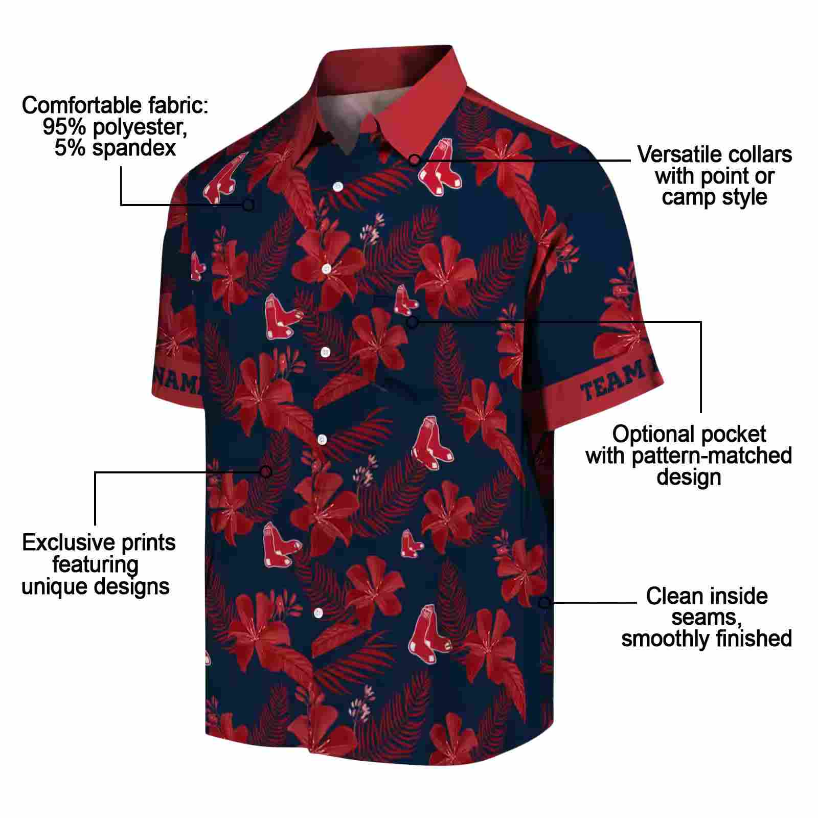 personalized boston red sox botanical print navy hawaiian shirt new arrival