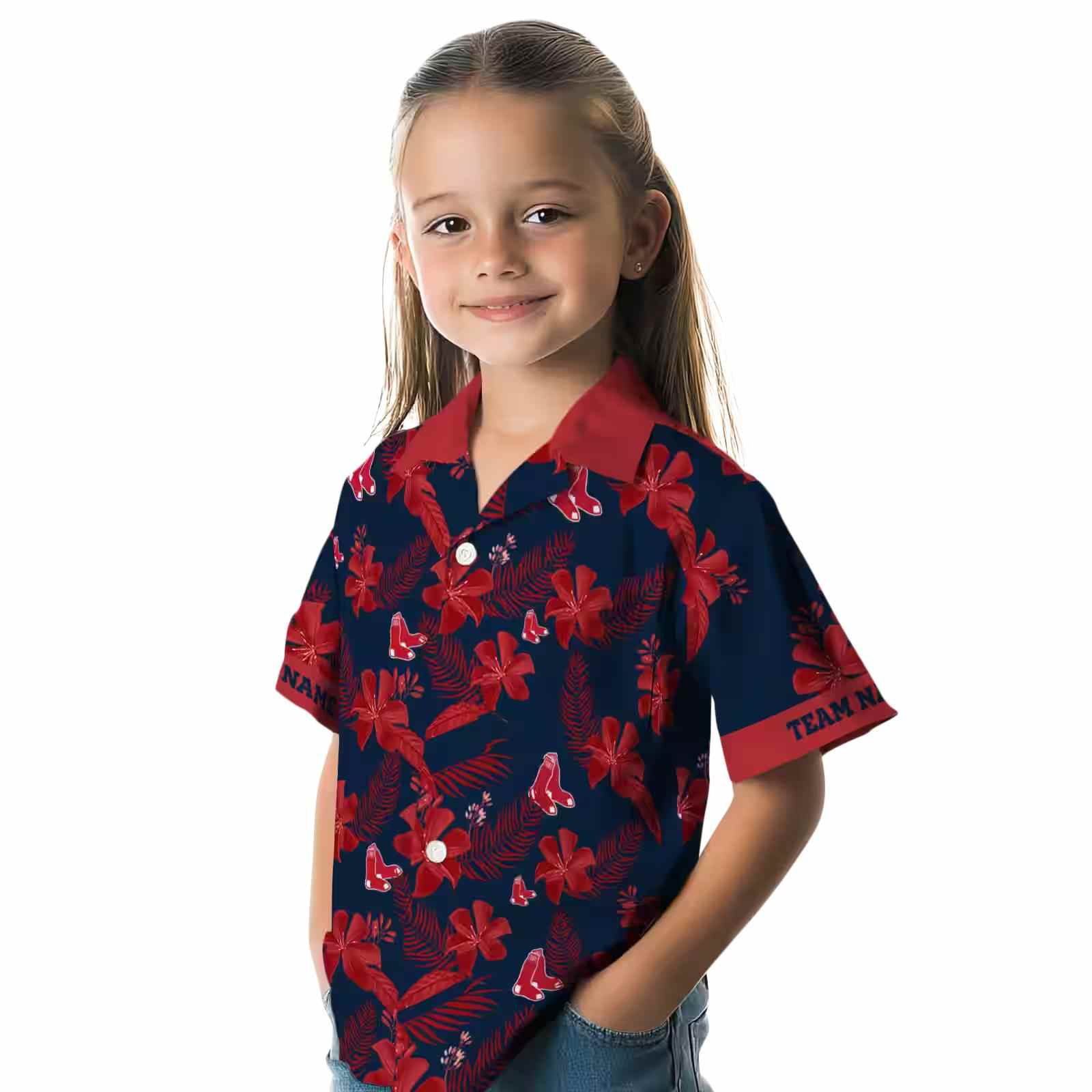 personalized boston red sox botanical print navy hawaiian shirt premium grade