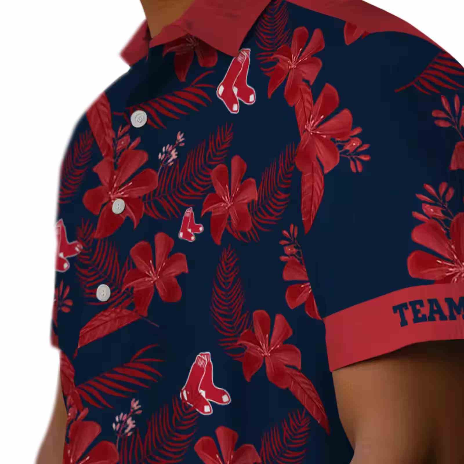 personalized boston red sox botanical print navy hawaiian shirt trendy