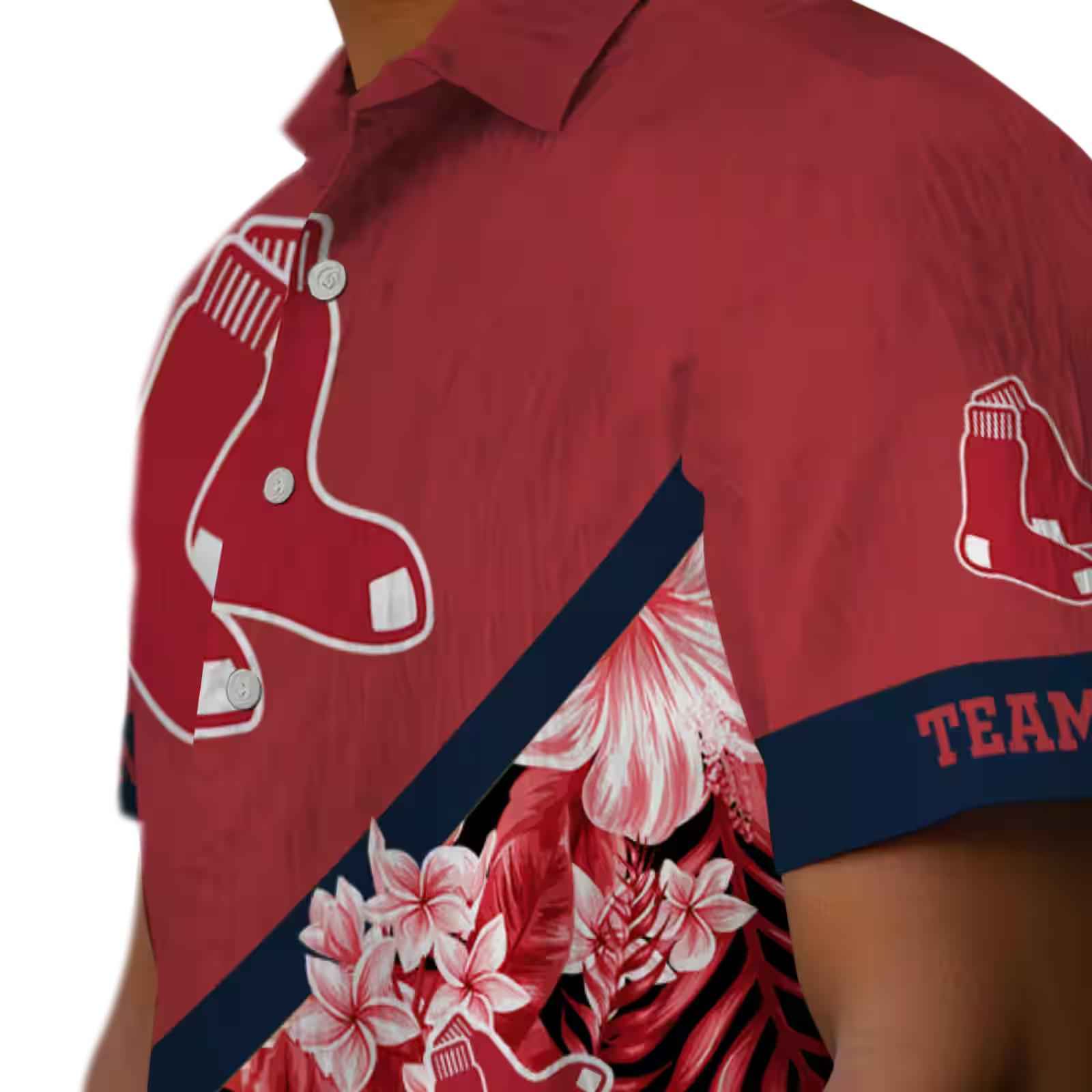 personalized boston red sox floral chevron red hawaiian shirt trendy