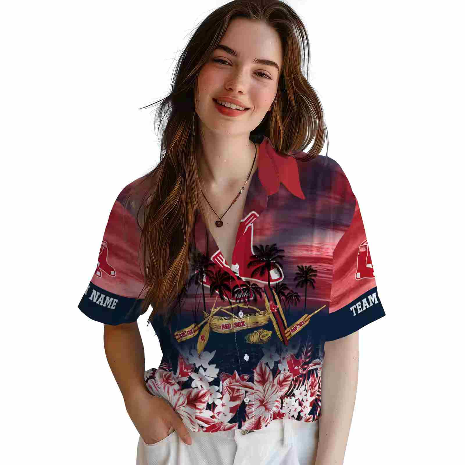 personalized boston red sox tropical canoe red hawaiian shirt latest model