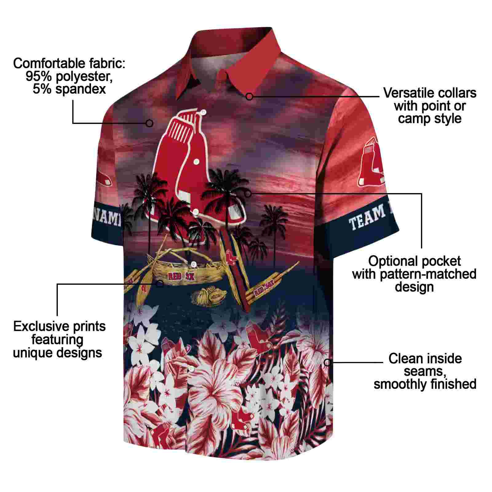 personalized boston red sox tropical canoe red hawaiian shirt new arrival