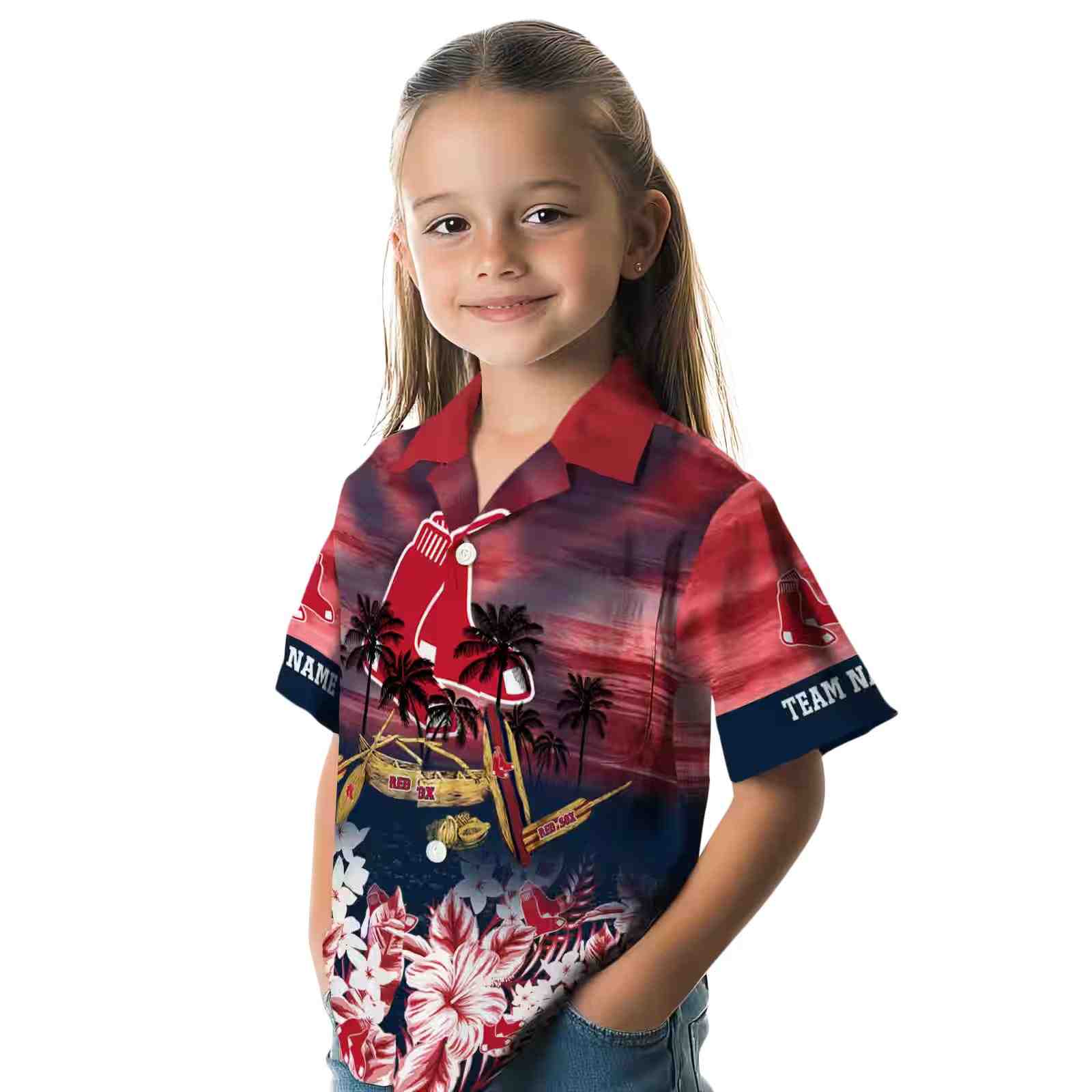 personalized boston red sox tropical canoe red hawaiian shirt premium grade