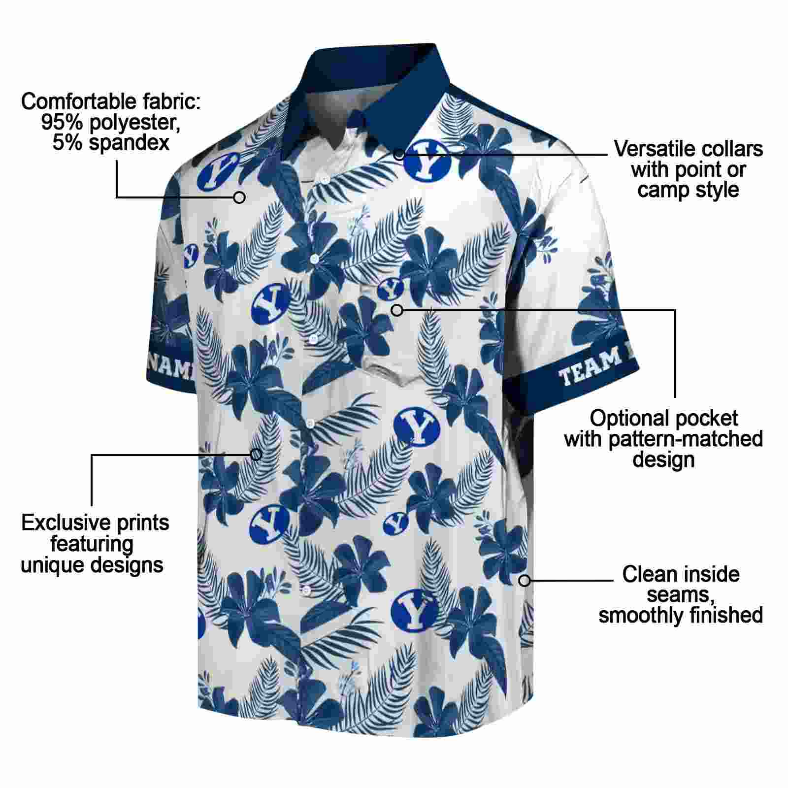 personalized byu cougars botanical print white hawaiian shirt new arrival