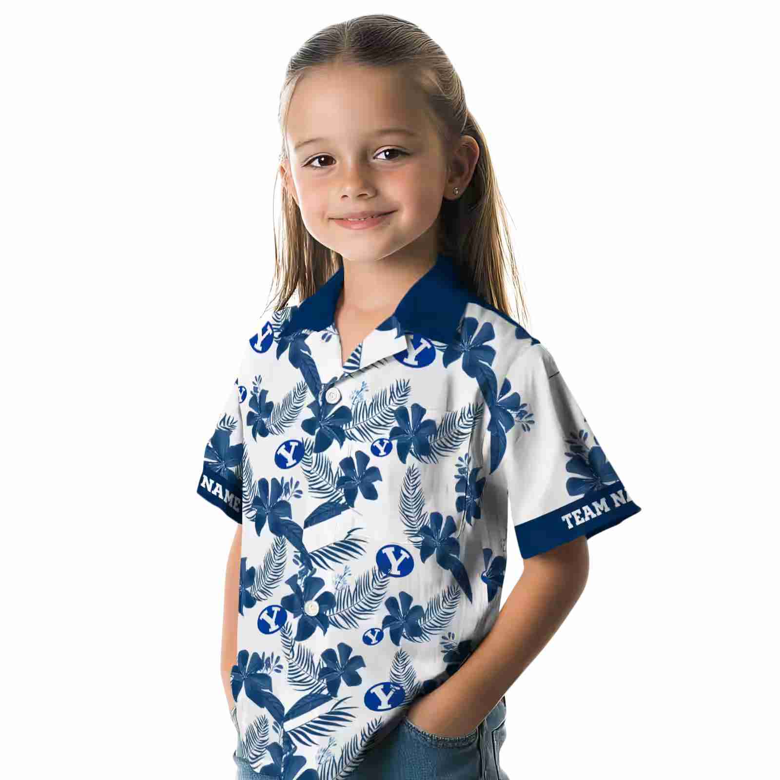 personalized byu cougars botanical print white hawaiian shirt premium grade