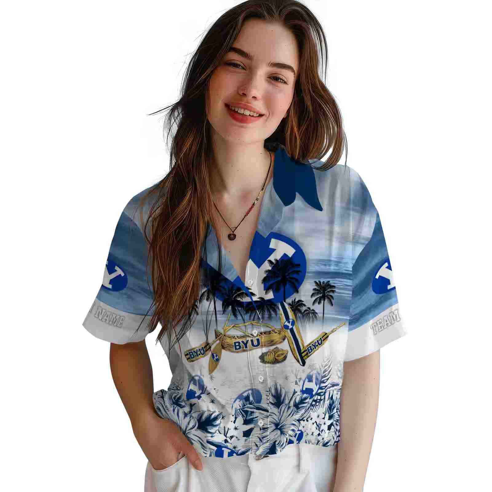 personalized byu cougars tropical canoe blue hawaiian shirt latest model