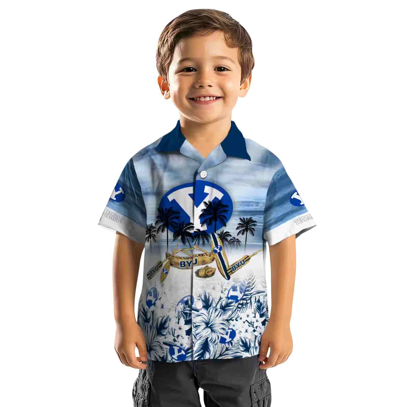 personalized byu cougars tropical canoe blue hawaiian shirt top rated