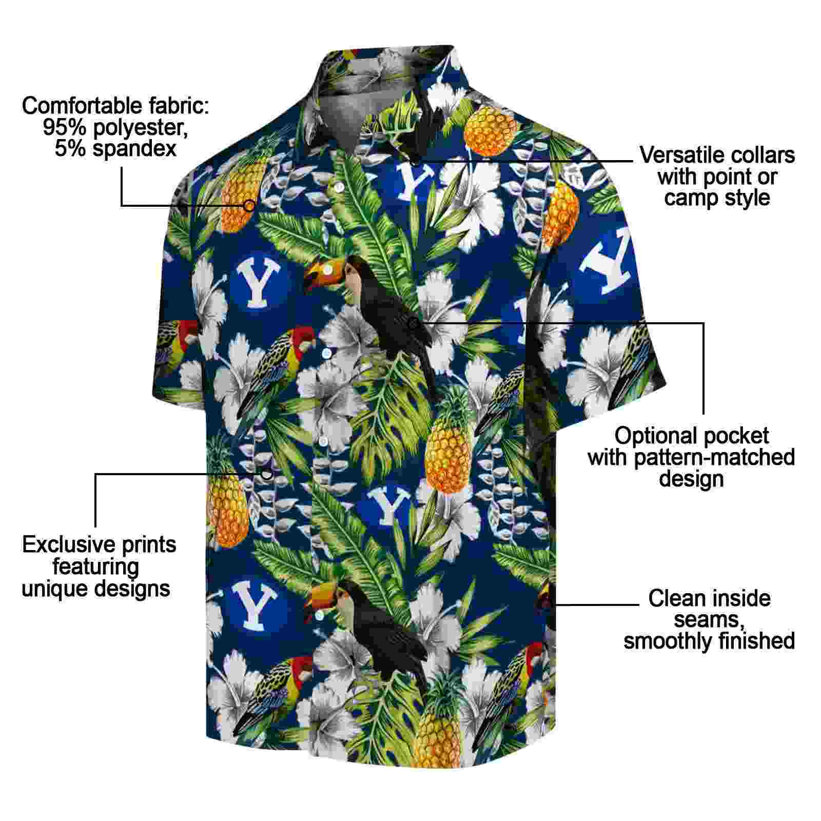 personalized byu cougars tropical toucan blue green hawaiian shirt new arrival