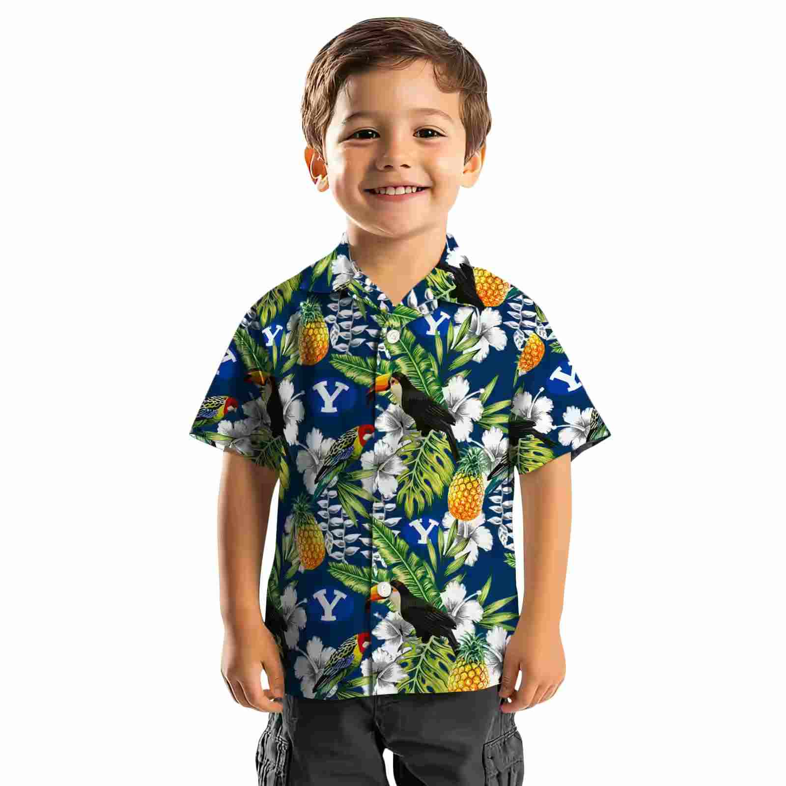 personalized byu cougars tropical toucan blue green hawaiian shirt top rated