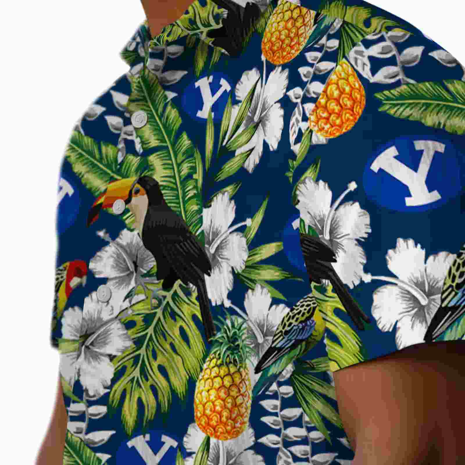 personalized byu cougars tropical toucan blue green hawaiian shirt trendy