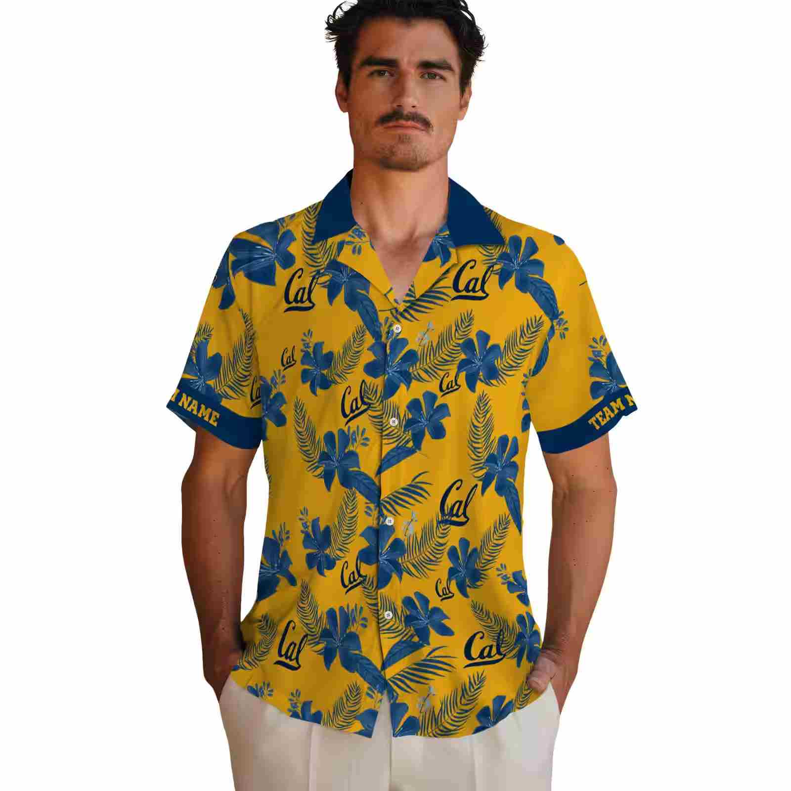 personalized california golden bears botanical print gold hawaiian shirt fashion forward