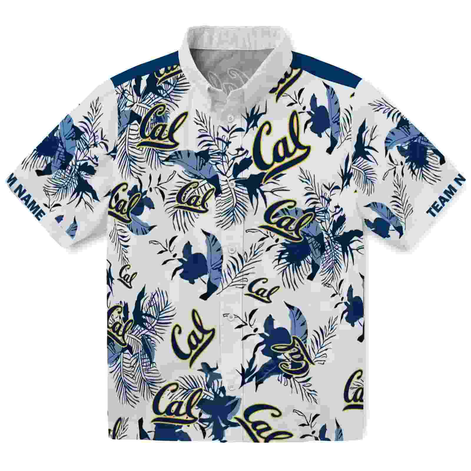 Personalized California Golden Bears Botanical Theme Blue White Hawaiian Shirt