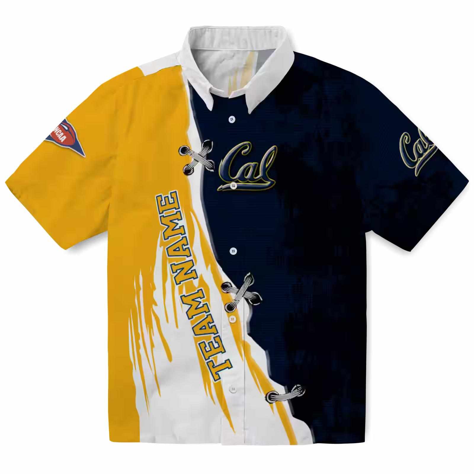 Personalized California Golden Bears Edgy Streaks Blue White Hawaiian Shirt