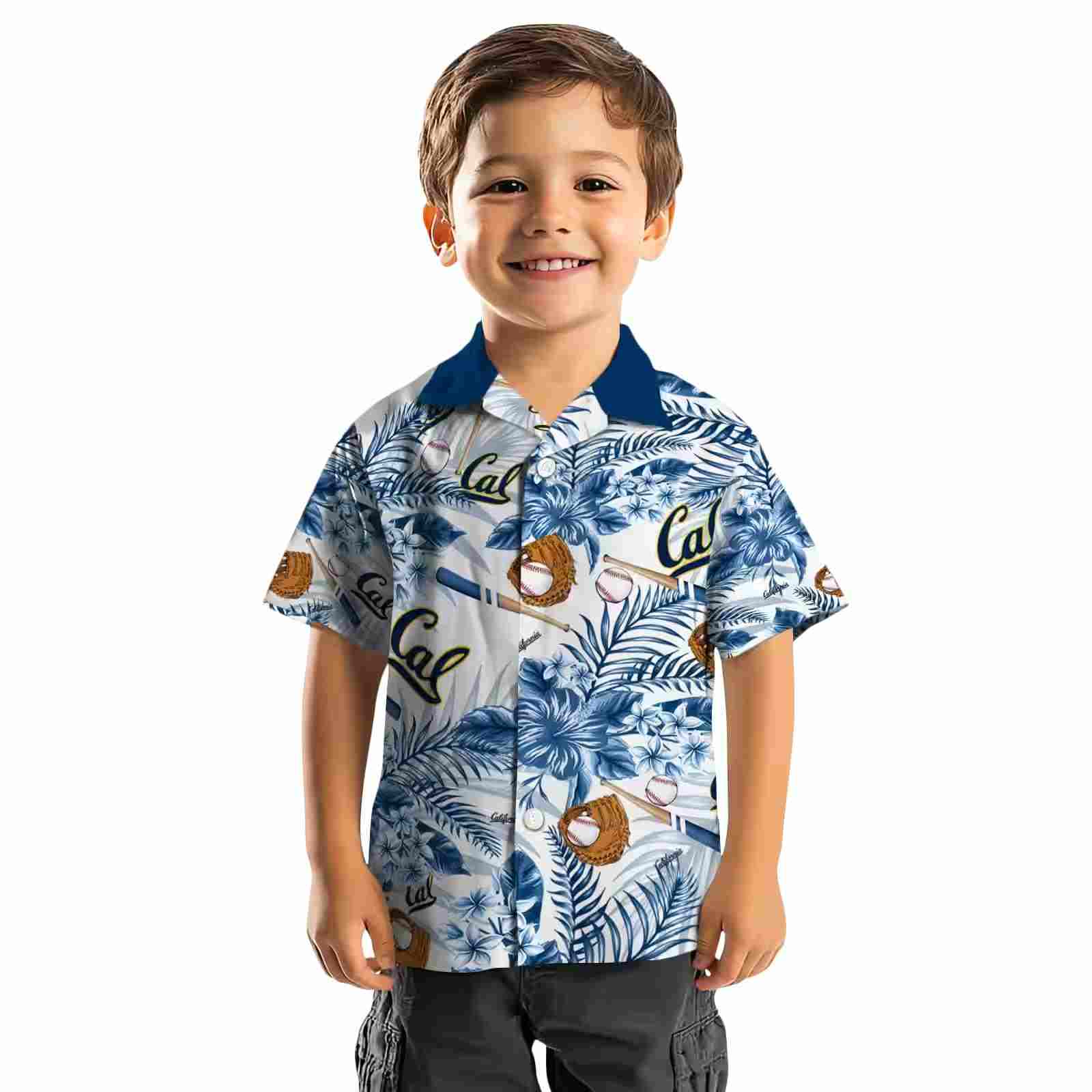 personalized california golden bears floral baseball blue white hawaiian shirt top rated