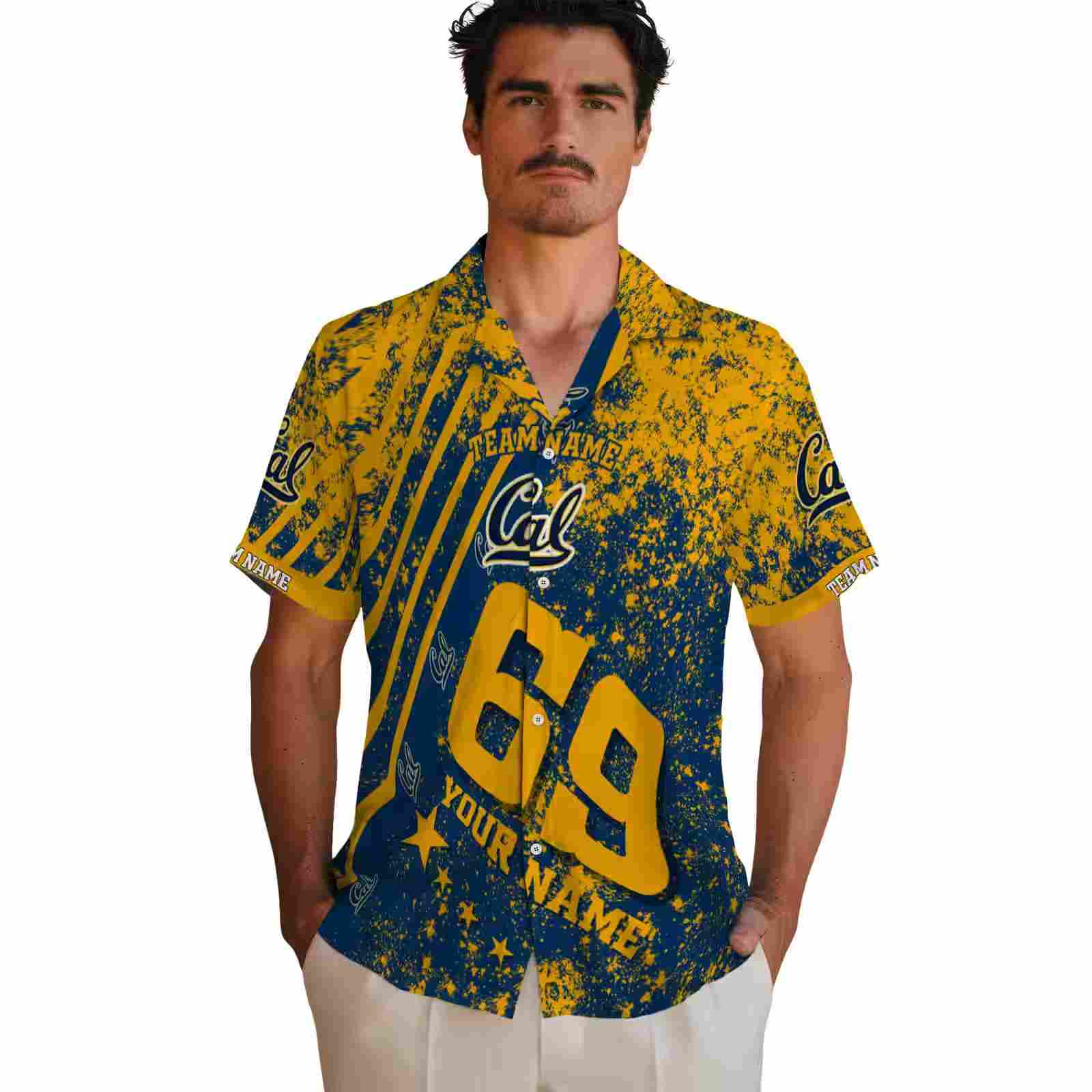 personalized california golden bears star stripes blue hawaiian shirt fashion forward