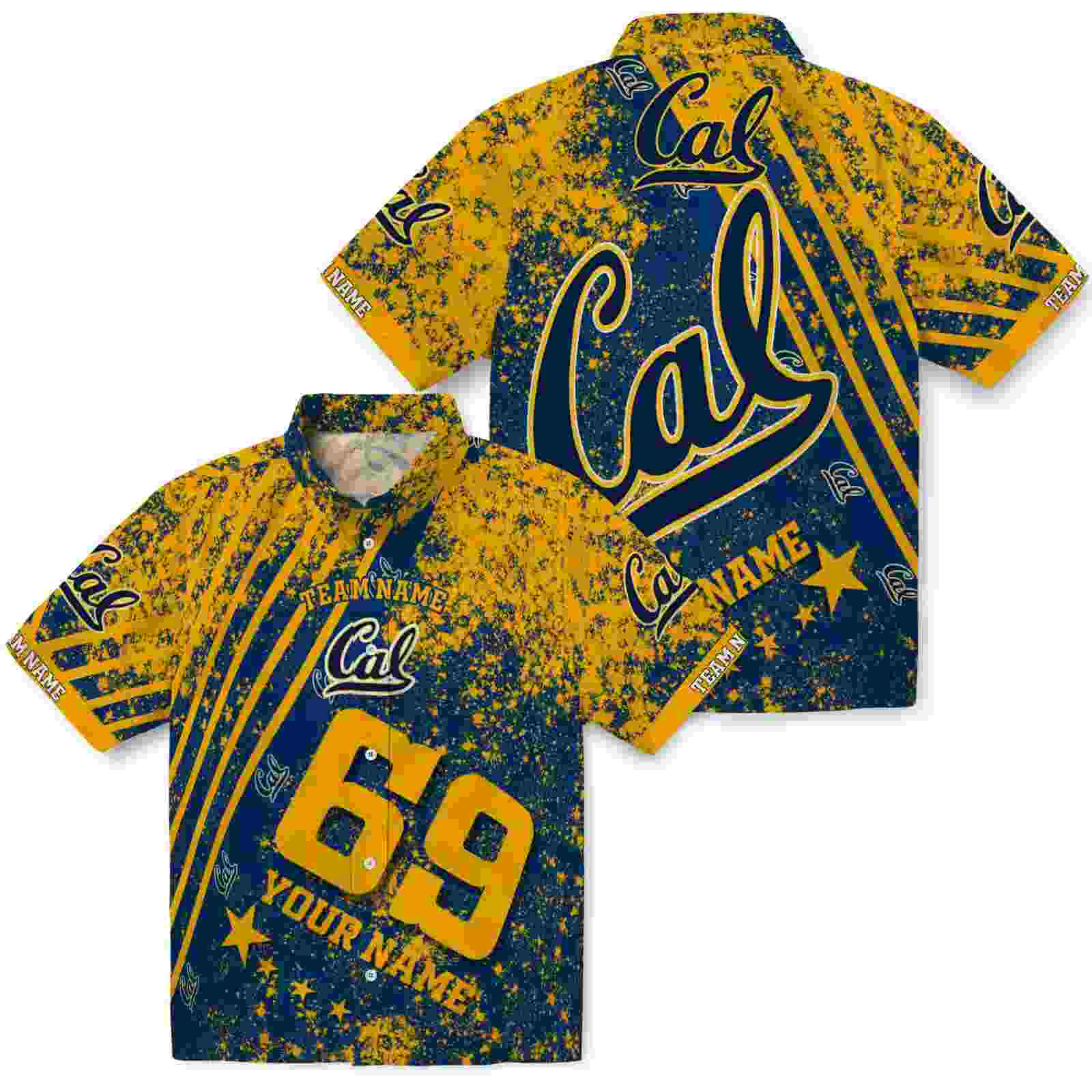 personalized california golden bears star stripes blue hawaiian shirt high quality