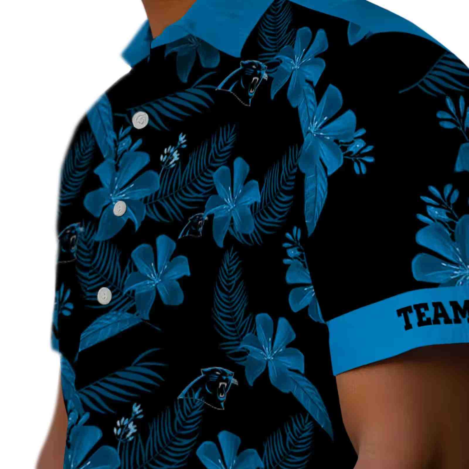 personalized carolina panthers botanical print black hawaiian shirt trendy