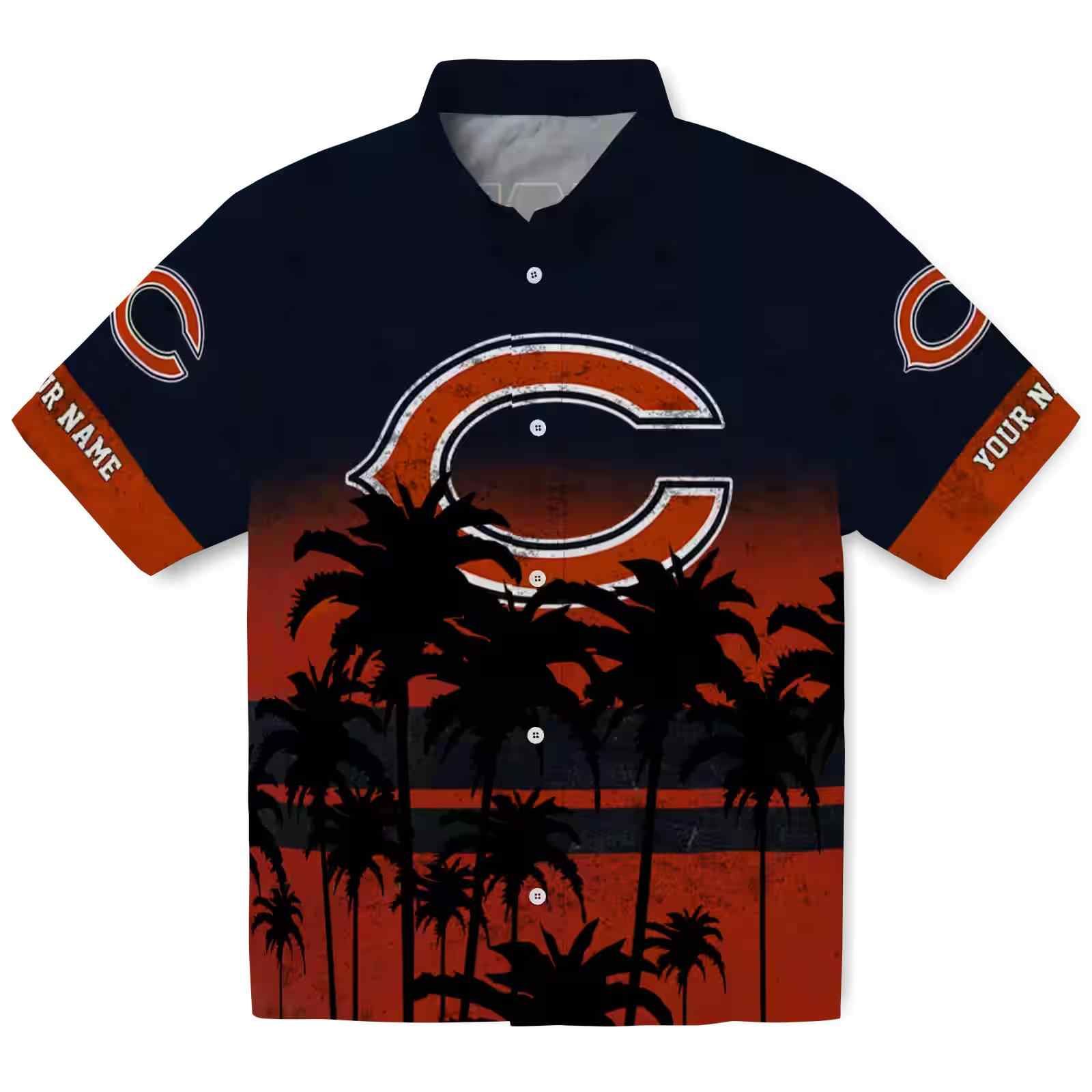 Personalized Chicago Bears Sunset Pattern Blue Black Hawaiian Shirt