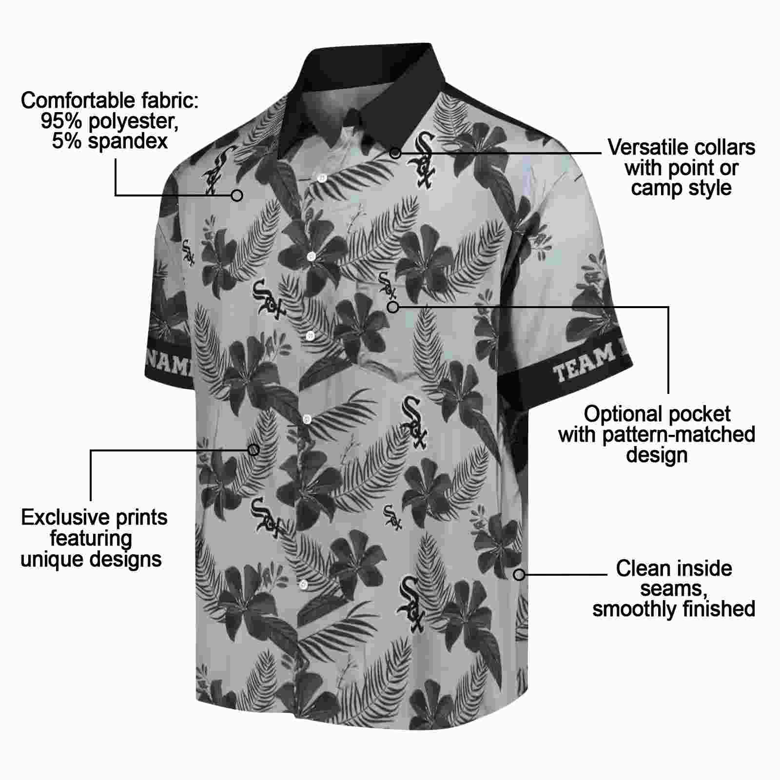 personalized chicago white sox botanical print silver hawaiian shirt new arrival