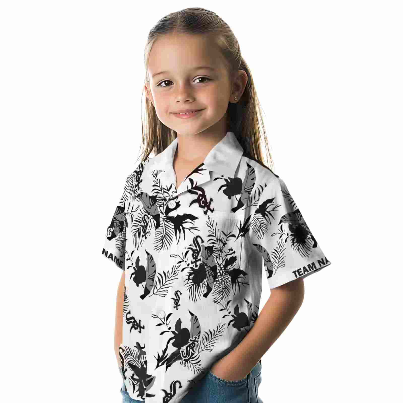 personalized chicago white sox botanical theme black white hawaiian shirt premium grade