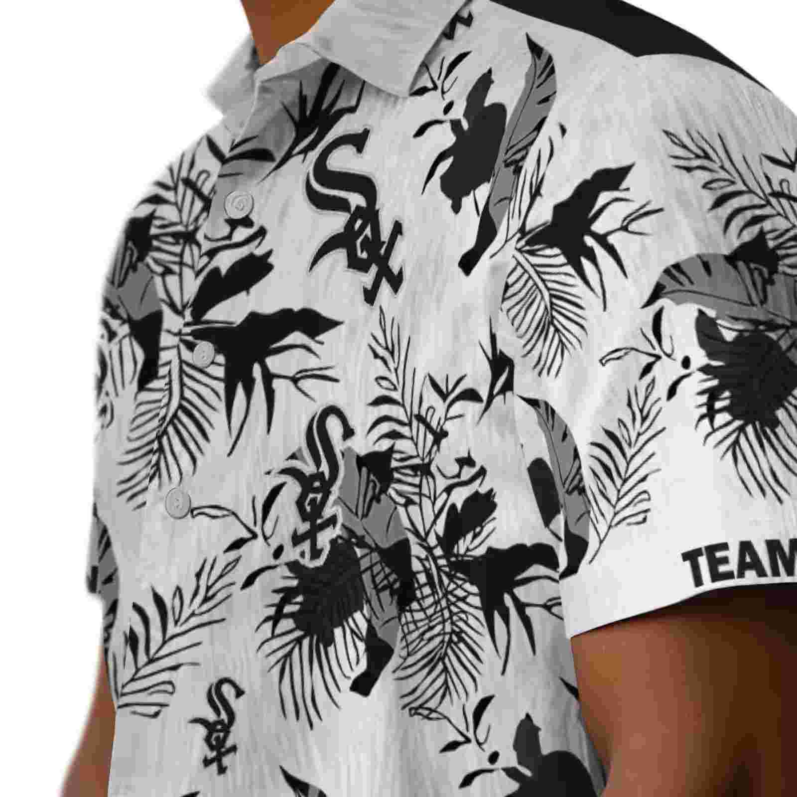 personalized chicago white sox botanical theme black white hawaiian shirt trendy