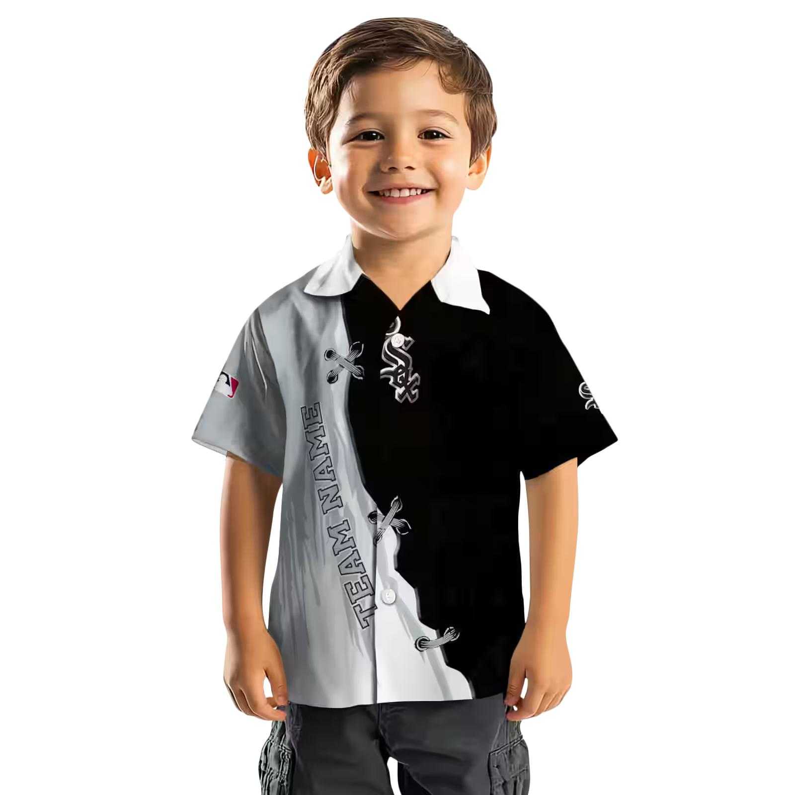 personalized chicago white sox edgy streaks black white hawaiian shirt top rated