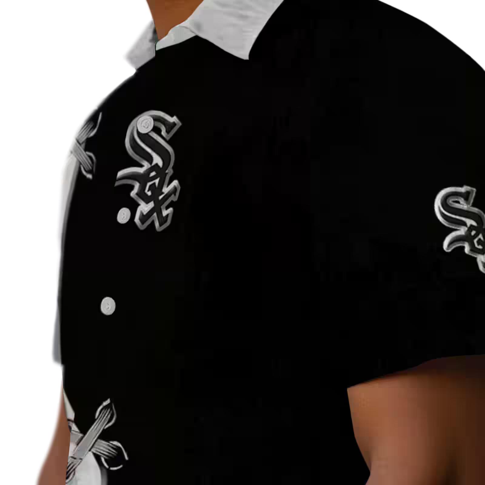 personalized chicago white sox edgy streaks black white hawaiian shirt trendy