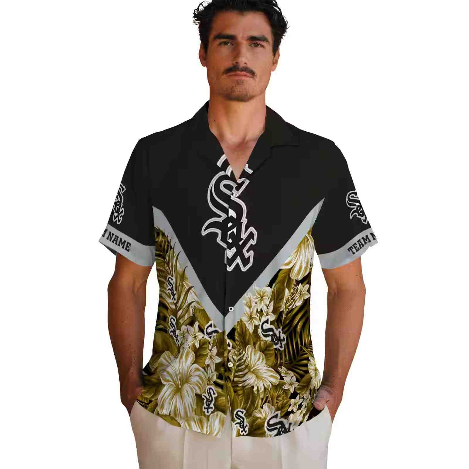 personalized chicago white sox floral chevron black hawaiian shirt fashion forward