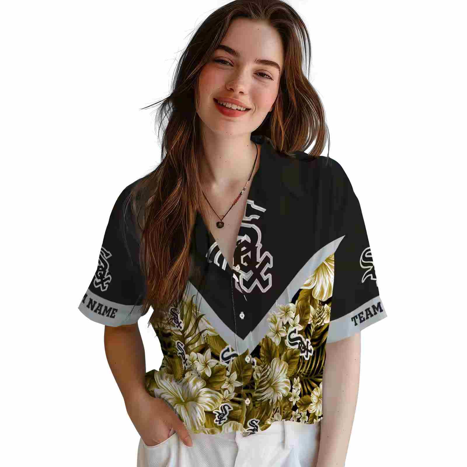 personalized chicago white sox floral chevron black hawaiian shirt latest model