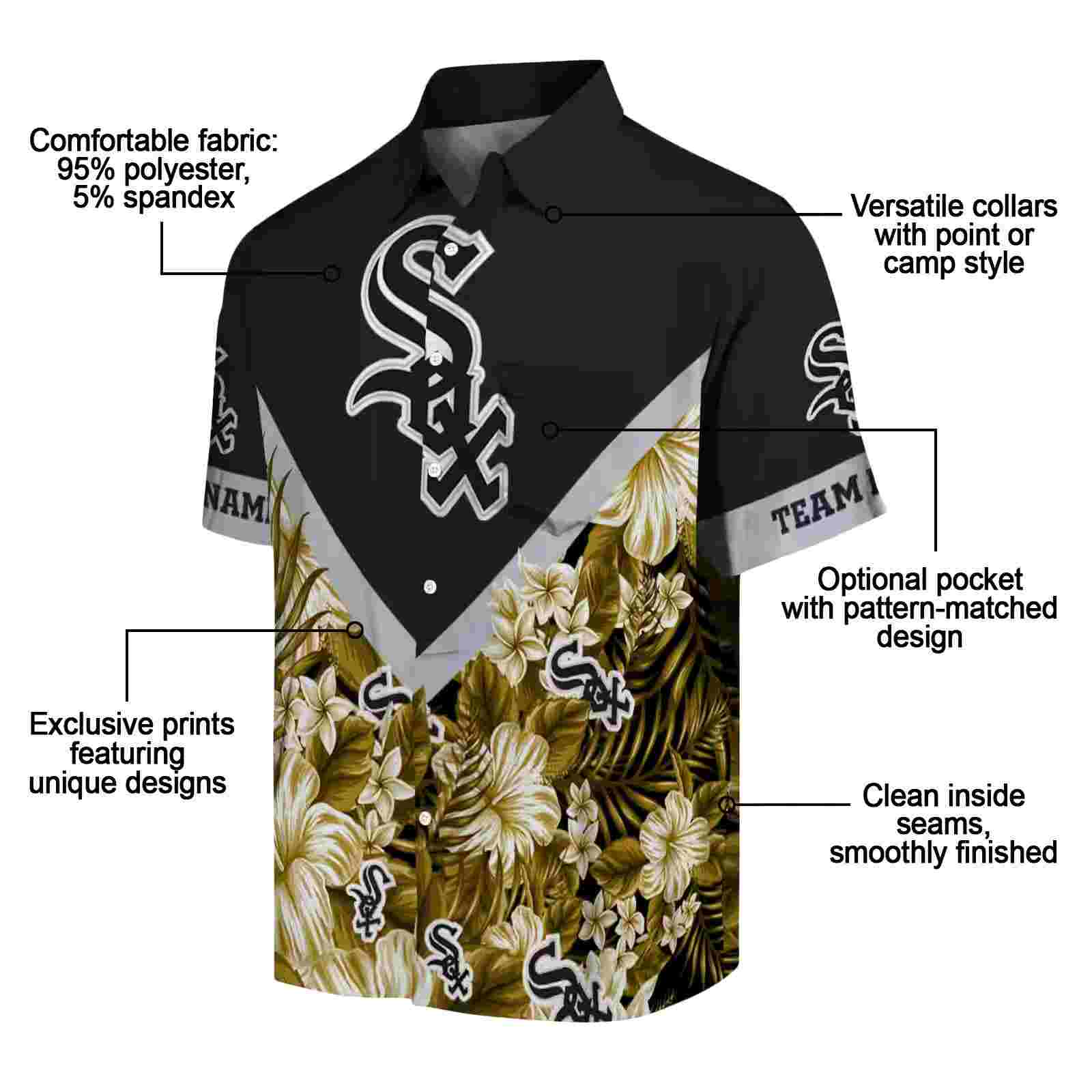 personalized chicago white sox floral chevron black hawaiian shirt new arrival