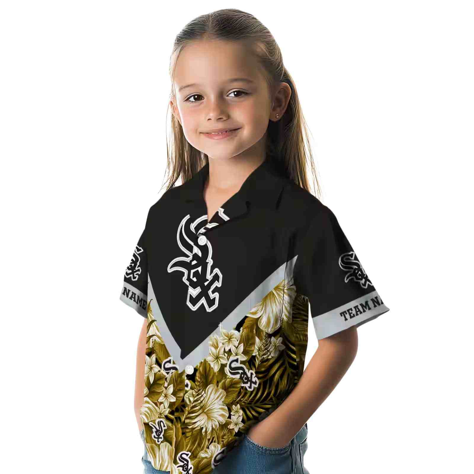 personalized chicago white sox floral chevron black hawaiian shirt premium grade