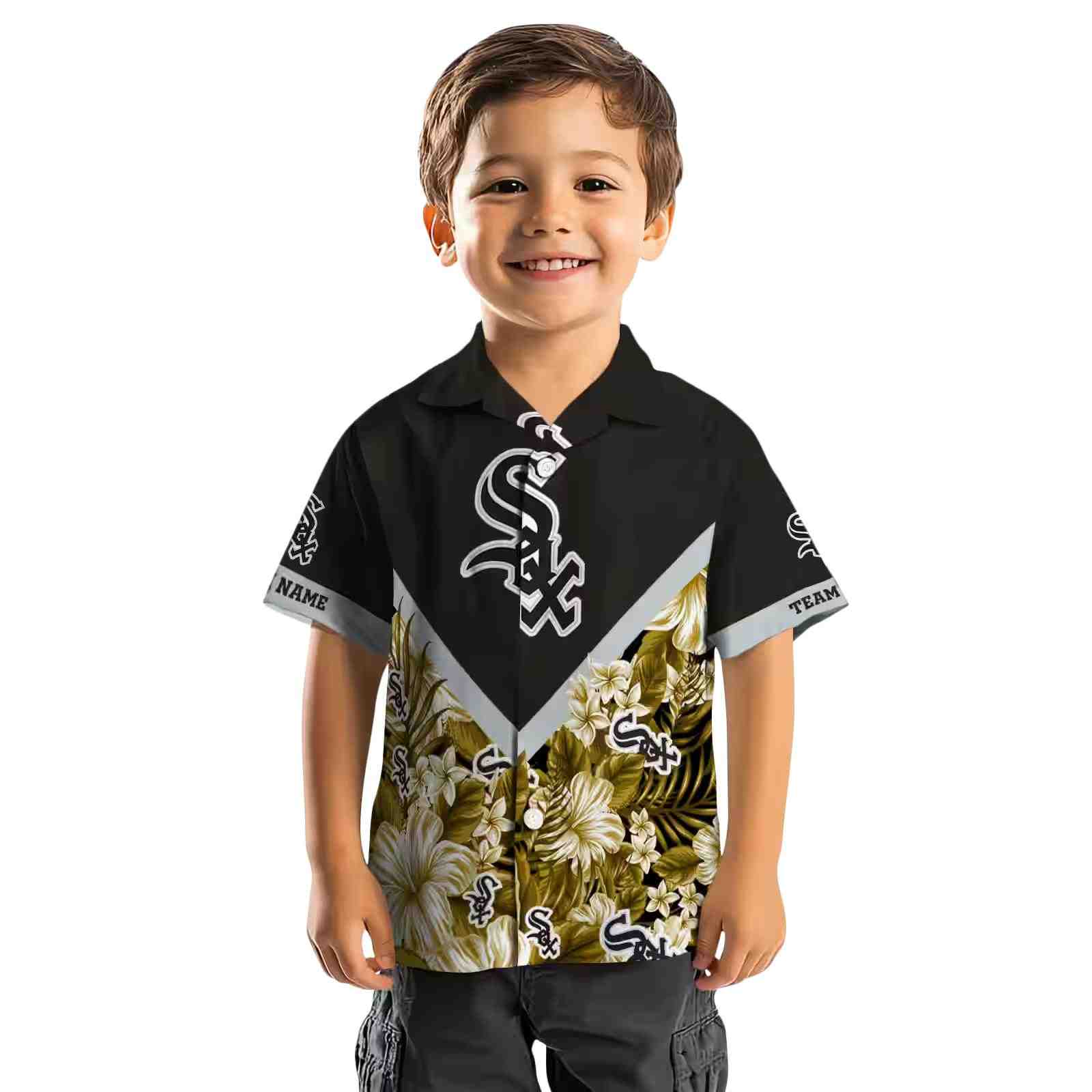 personalized chicago white sox floral chevron black hawaiian shirt top rated