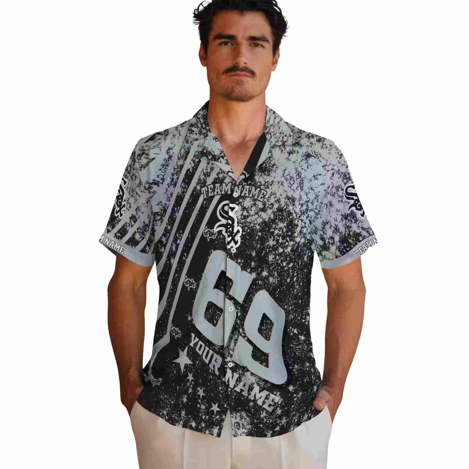 personalized chicago white sox star stripes black hawaiian shirt fashion forward