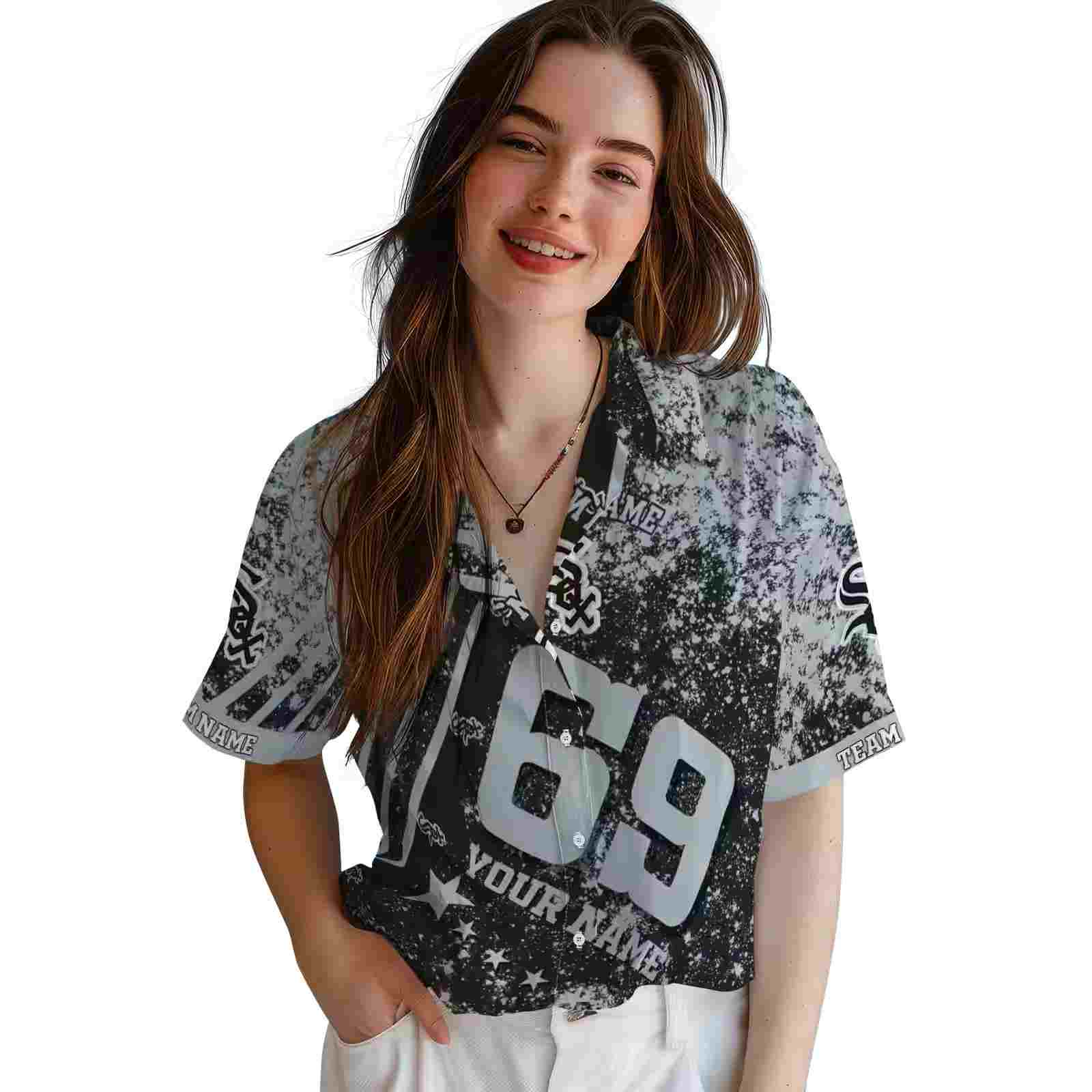 personalized chicago white sox star stripes black hawaiian shirt latest model