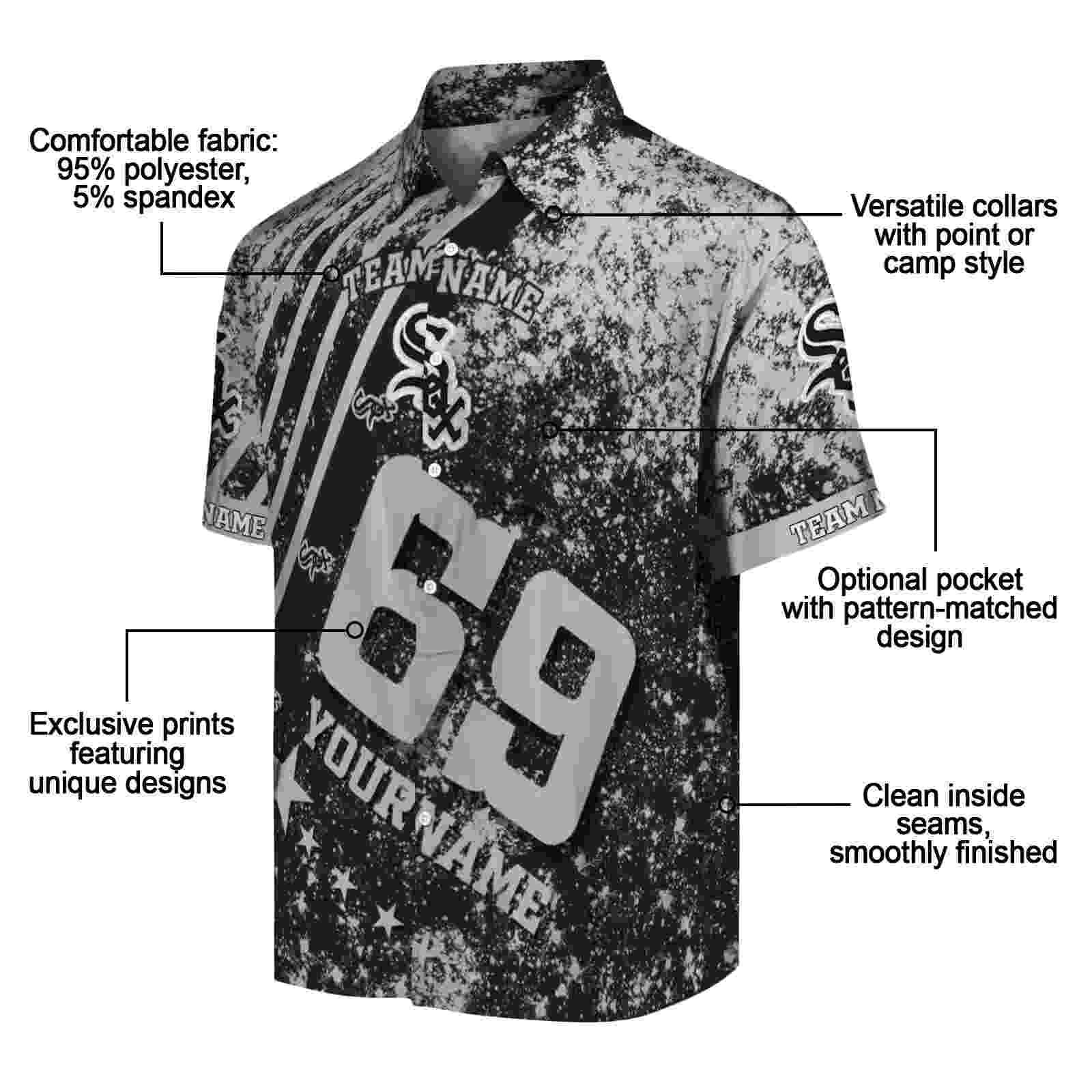 personalized chicago white sox star stripes black hawaiian shirt new arrival