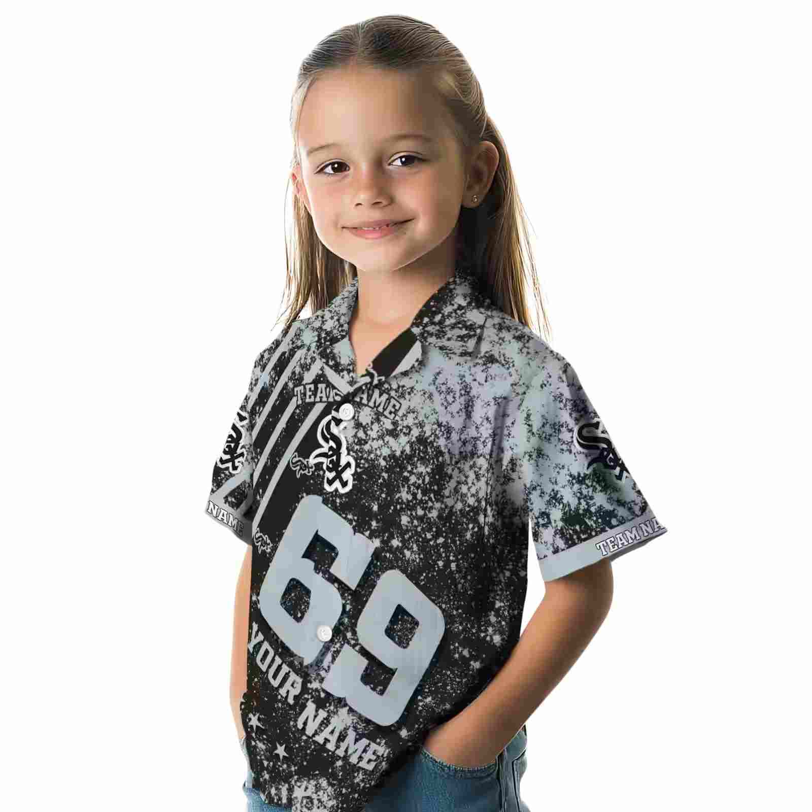 personalized chicago white sox star stripes black hawaiian shirt premium grade