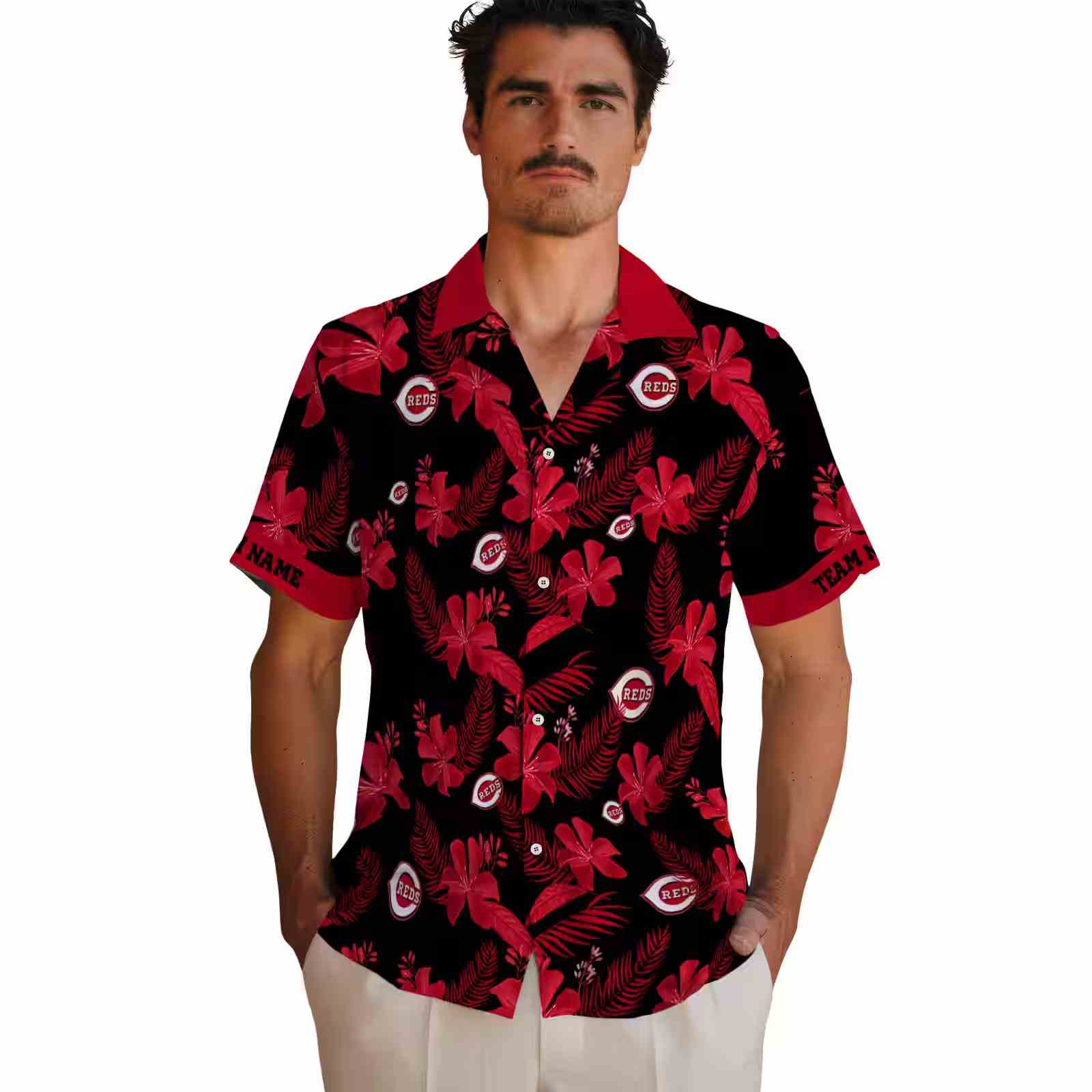 personalized cincinnati reds botanical print black hawaiian shirt fashion forward