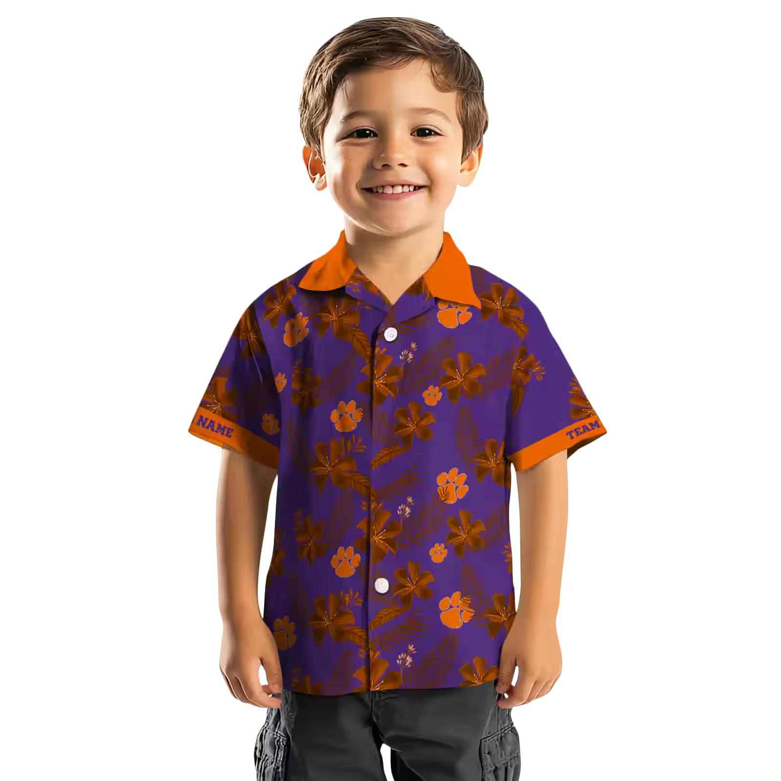 personalized clemson tigers botanical print purple hawaiian shirt top rated