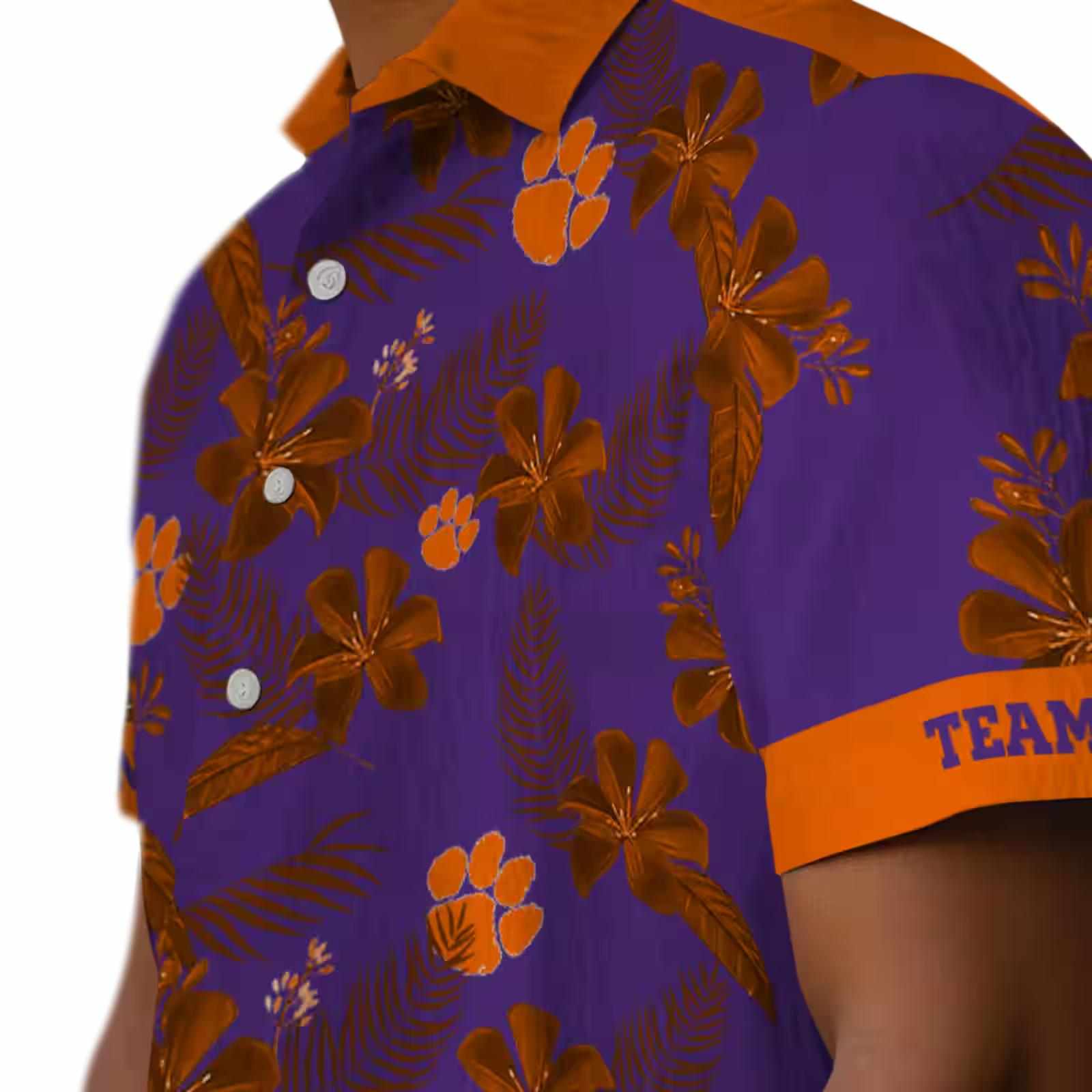 personalized clemson tigers botanical print purple hawaiian shirt trendy