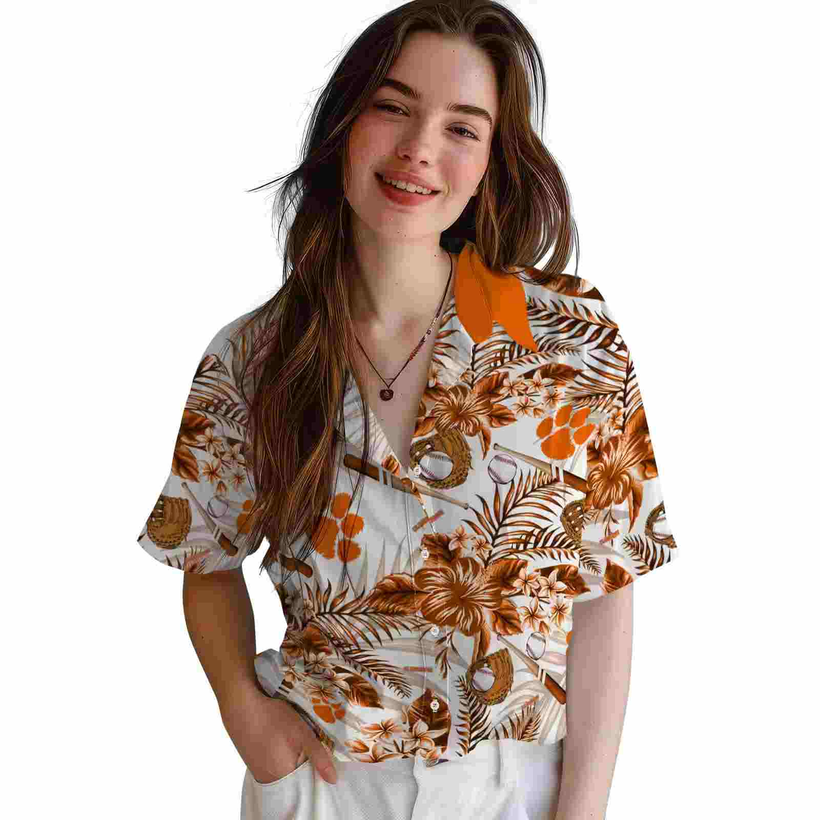 personalized clemson tigers floral baseball orange white hawaiian shirt latest model