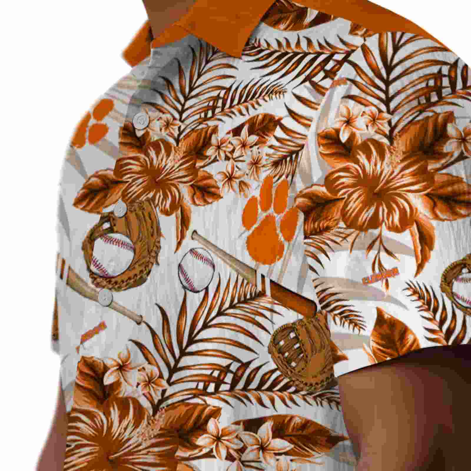 personalized clemson tigers floral baseball orange white hawaiian shirt trendy