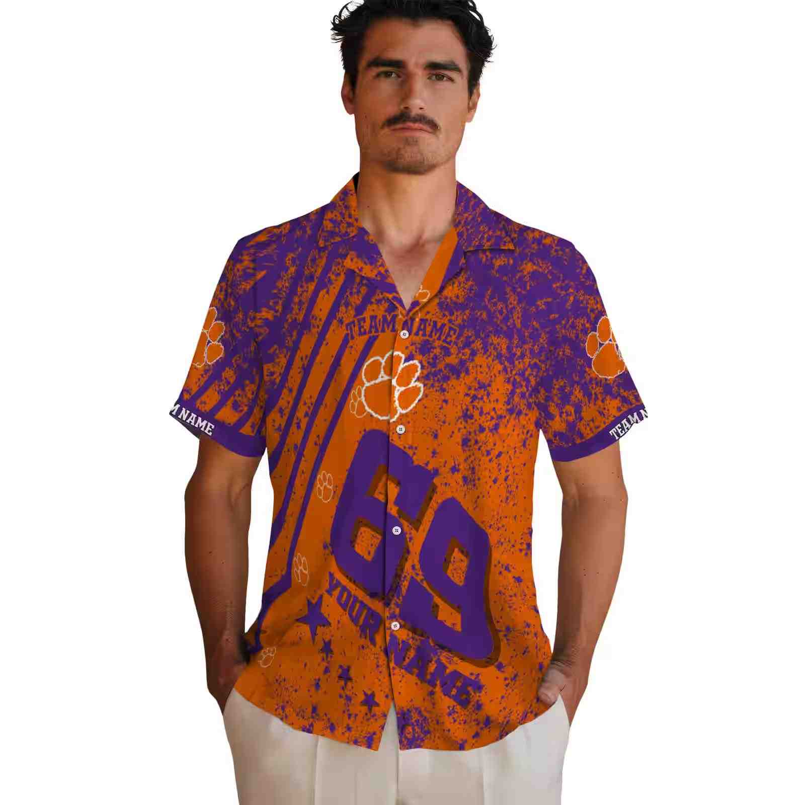 personalized clemson tigers star stripes orange hawaiian shirt fashion forward