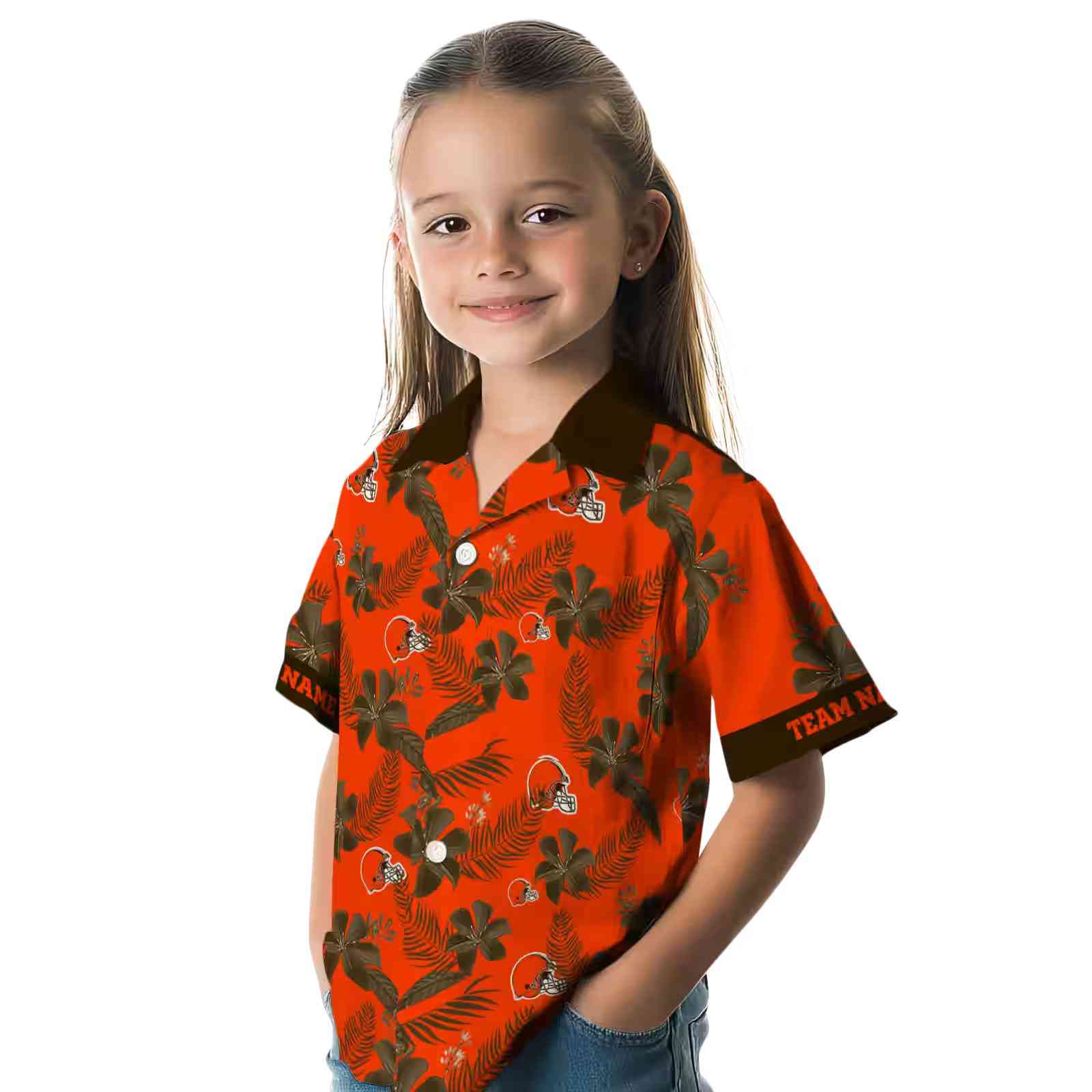 personalized cleveland browns botanical print orange hawaiian shirt premium grade