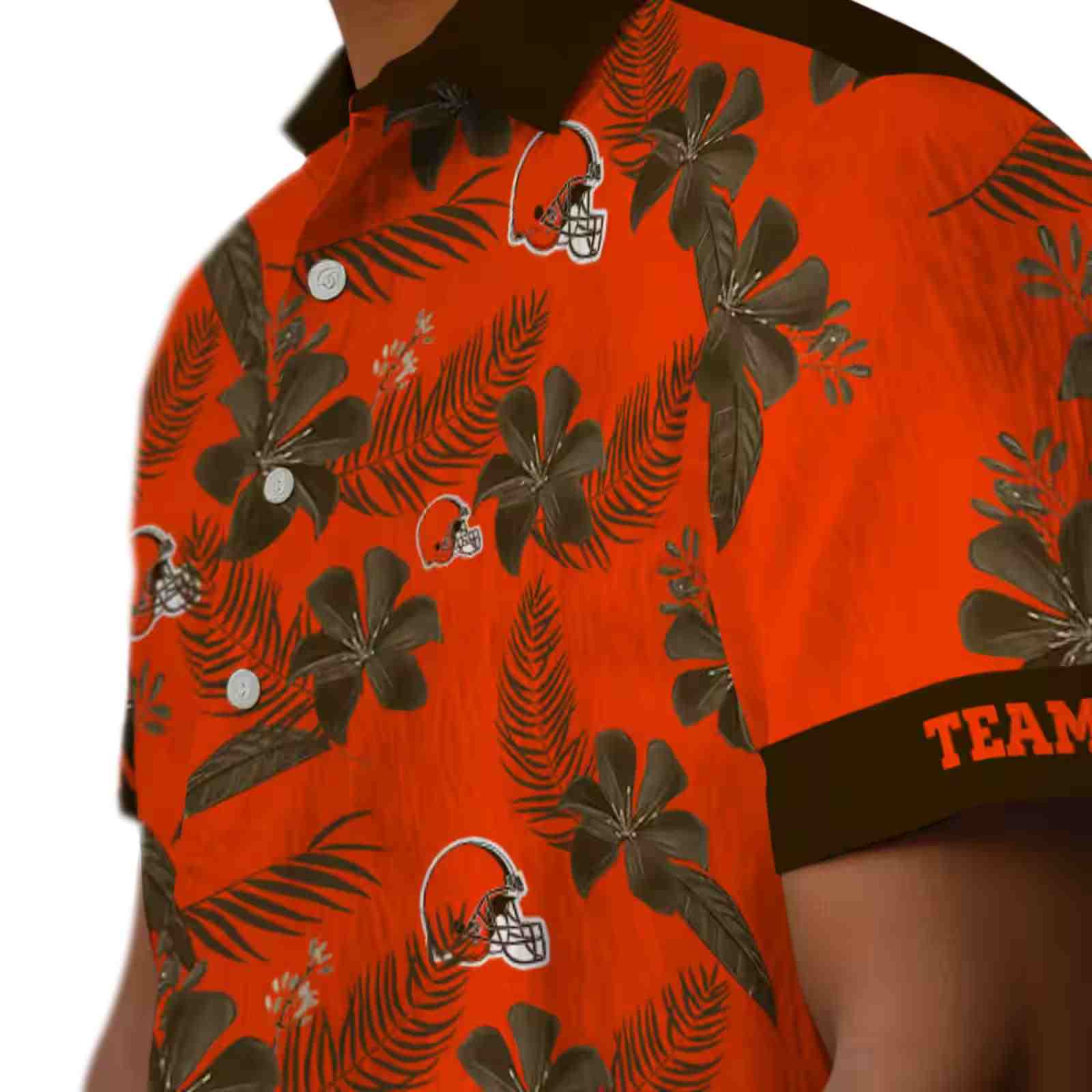 personalized cleveland browns botanical print orange hawaiian shirt trendy