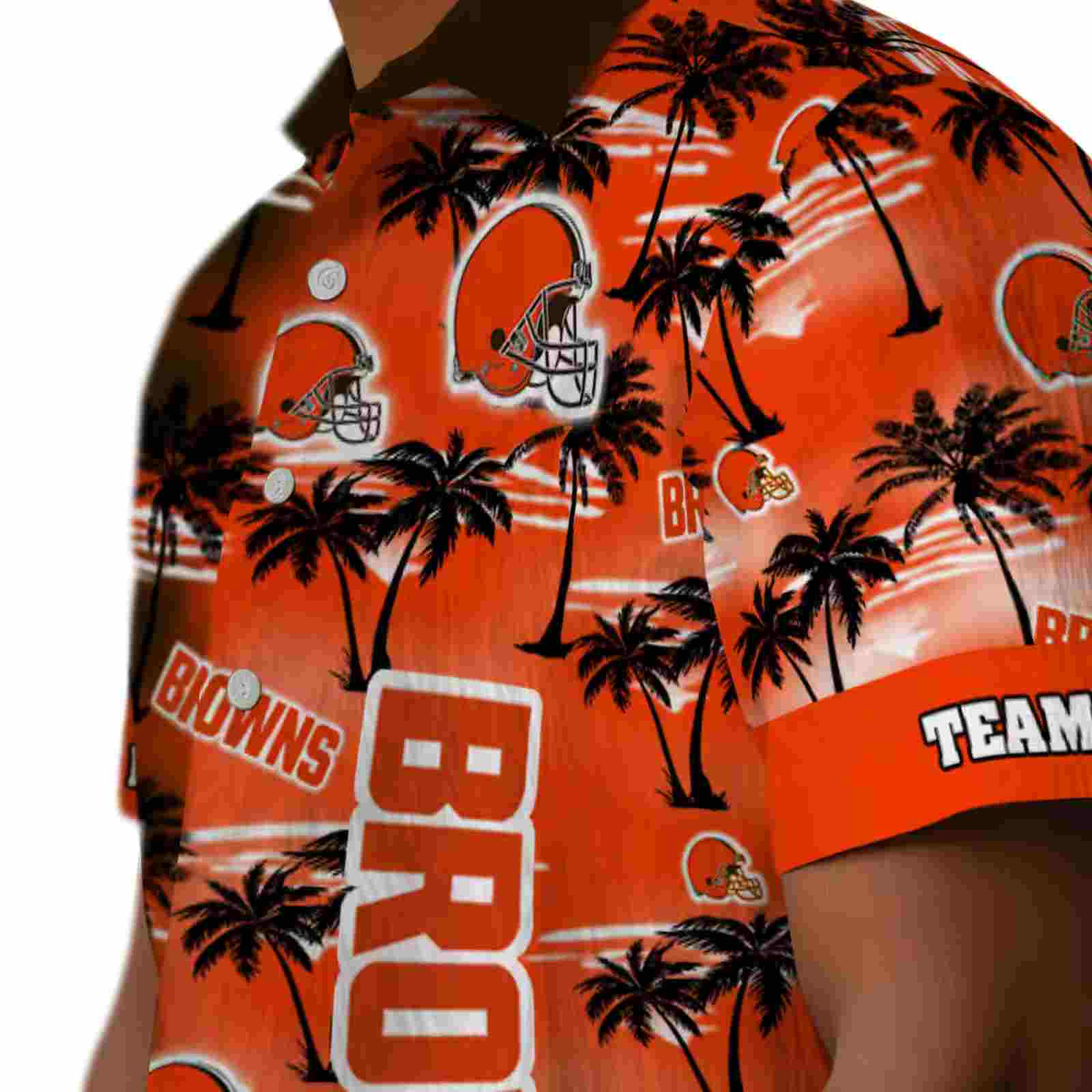 personalized cleveland browns palm silhouettes brown hawaiian shirt trendy