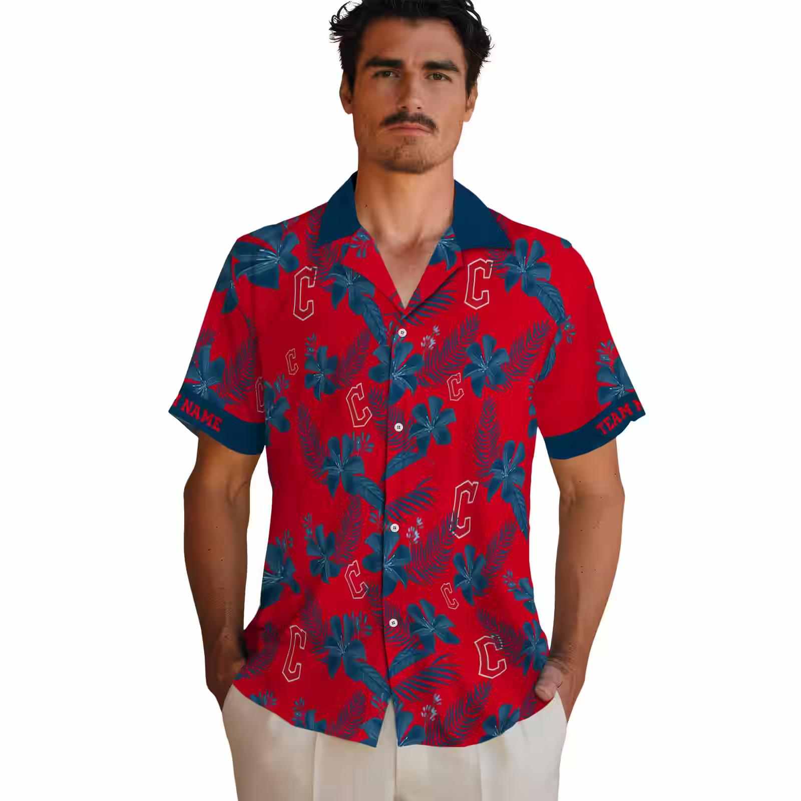 personalized cleveland guardians botanical print red hawaiian shirt fashion forward