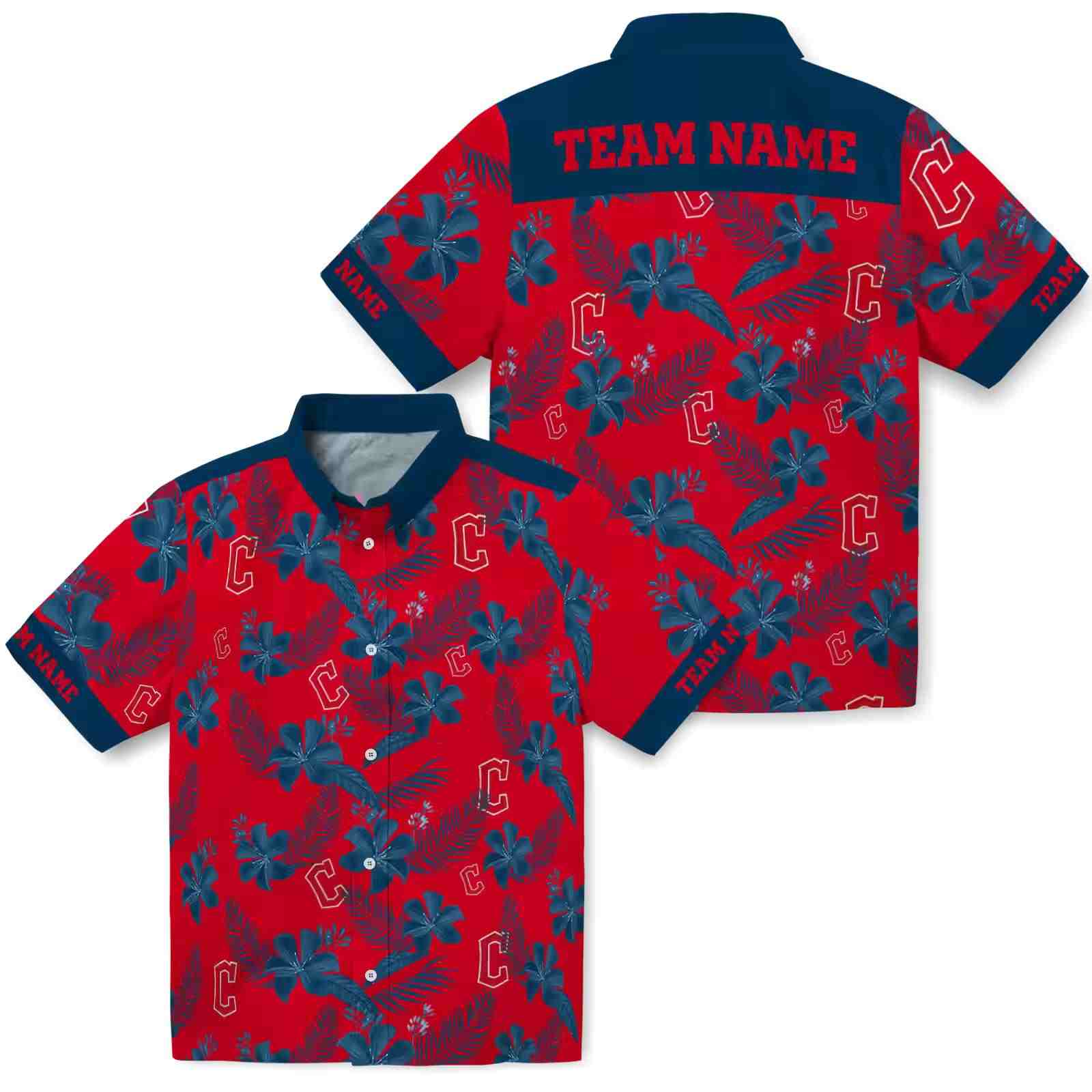 personalized cleveland guardians botanical print red hawaiian shirt high quality